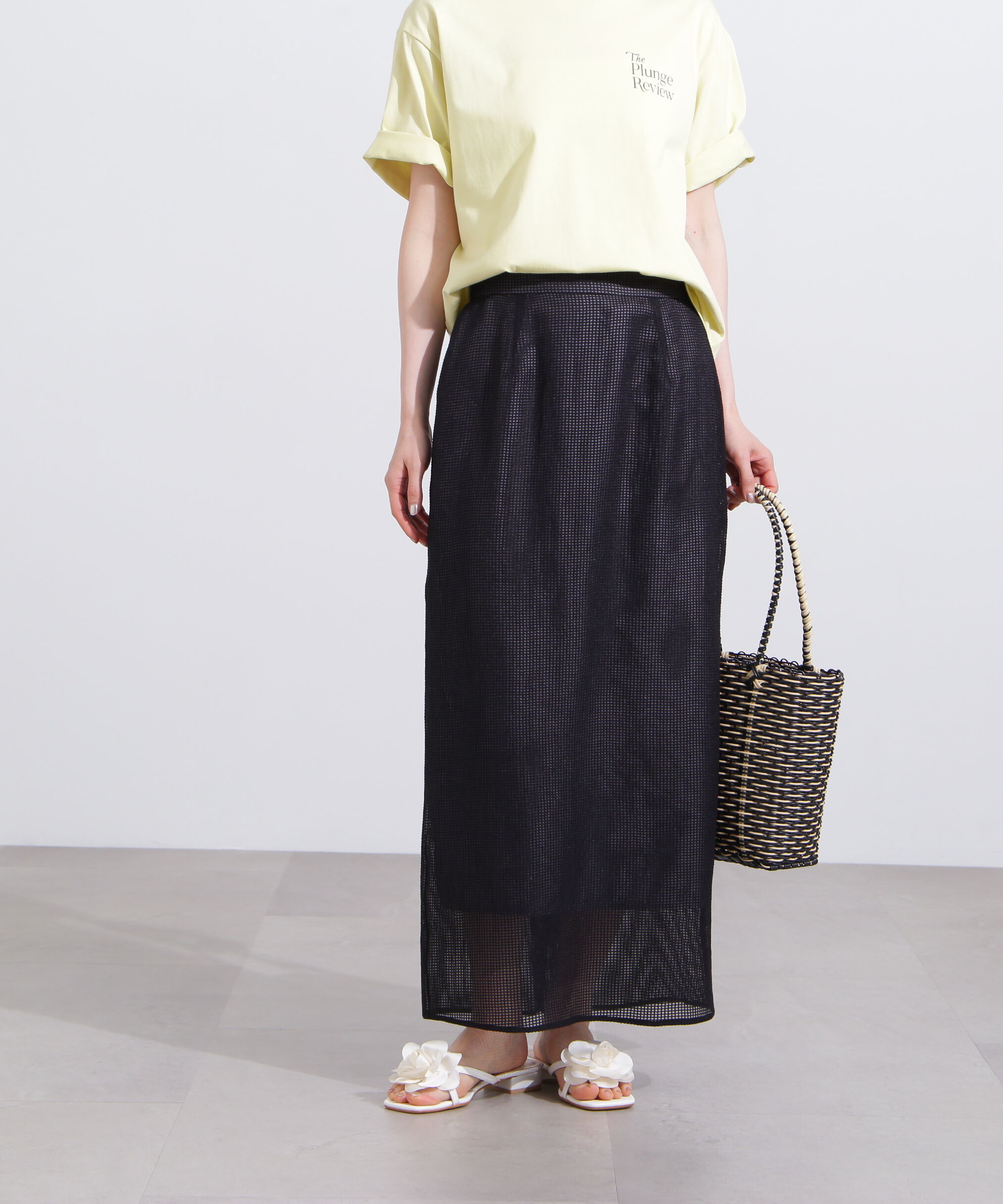  「メッシュチェックナロースカート」|スカート|