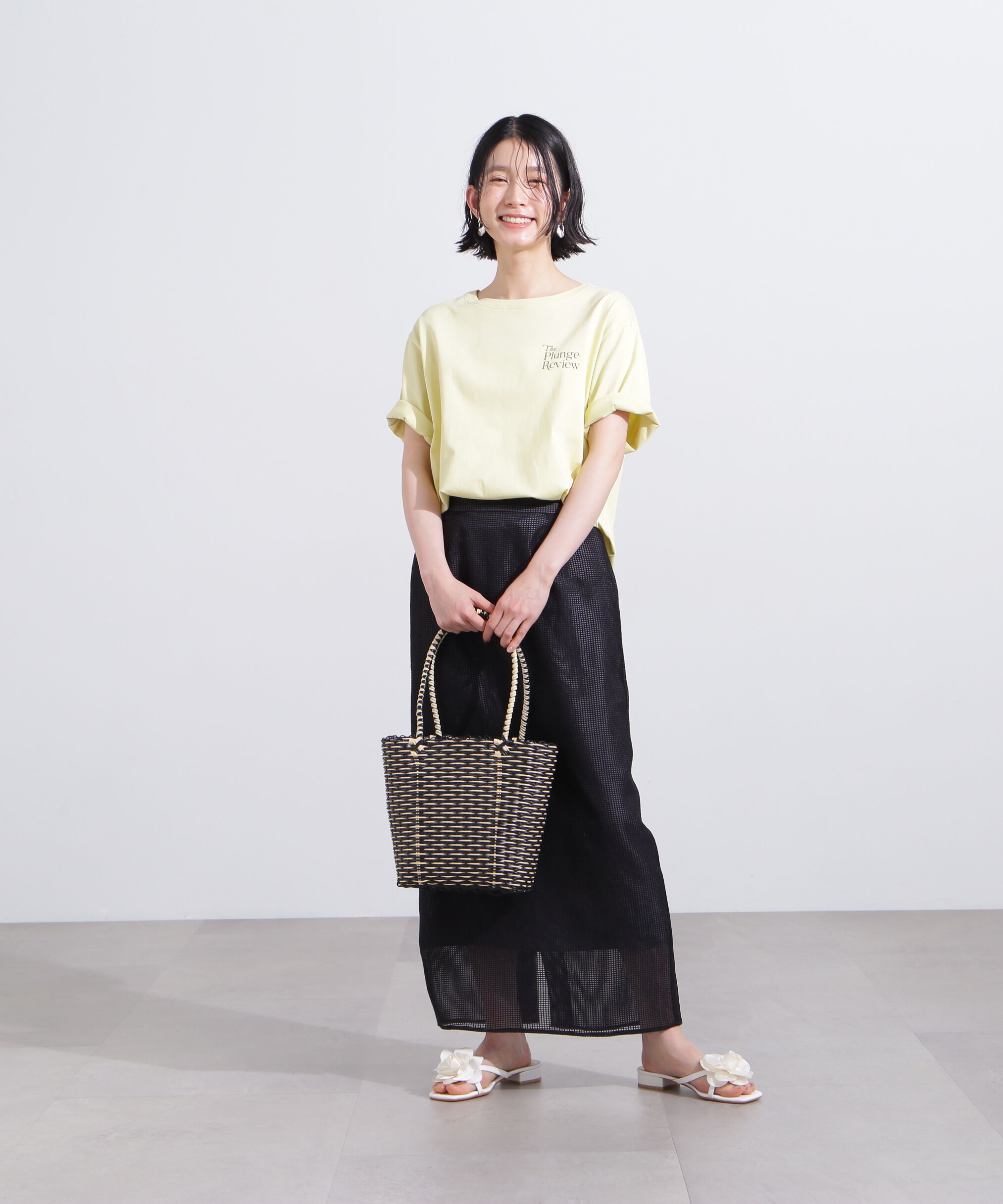  「メッシュチェックナロースカート」|スカート|