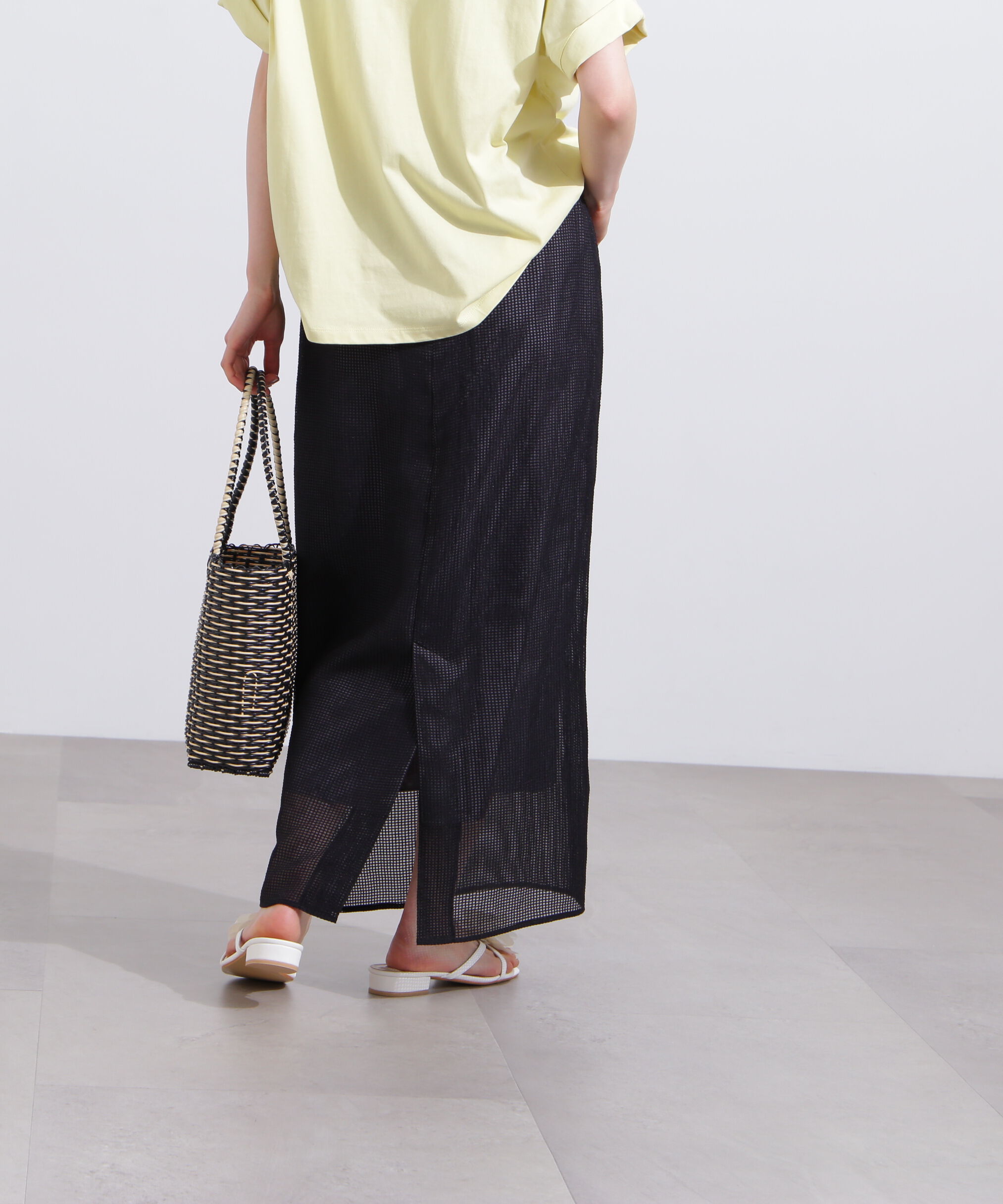  「メッシュチェックナロースカート」|スカート|