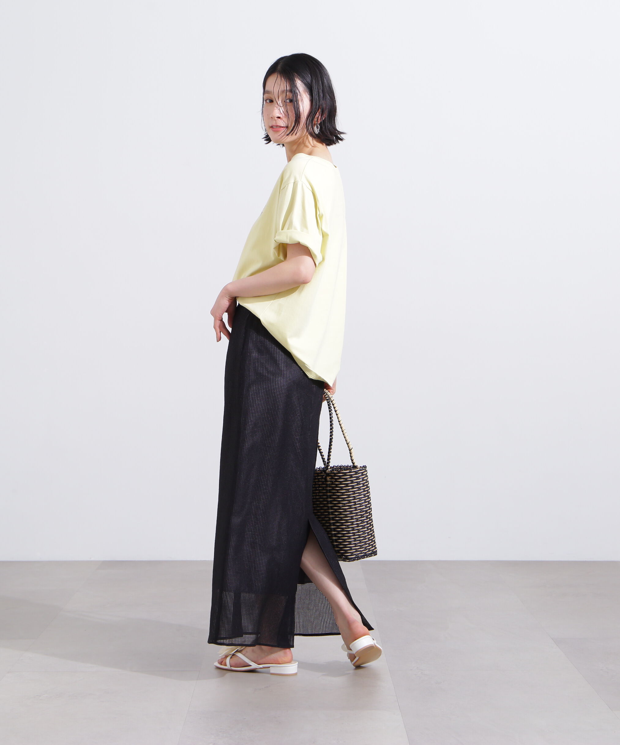  「メッシュチェックナロースカート」|スカート|