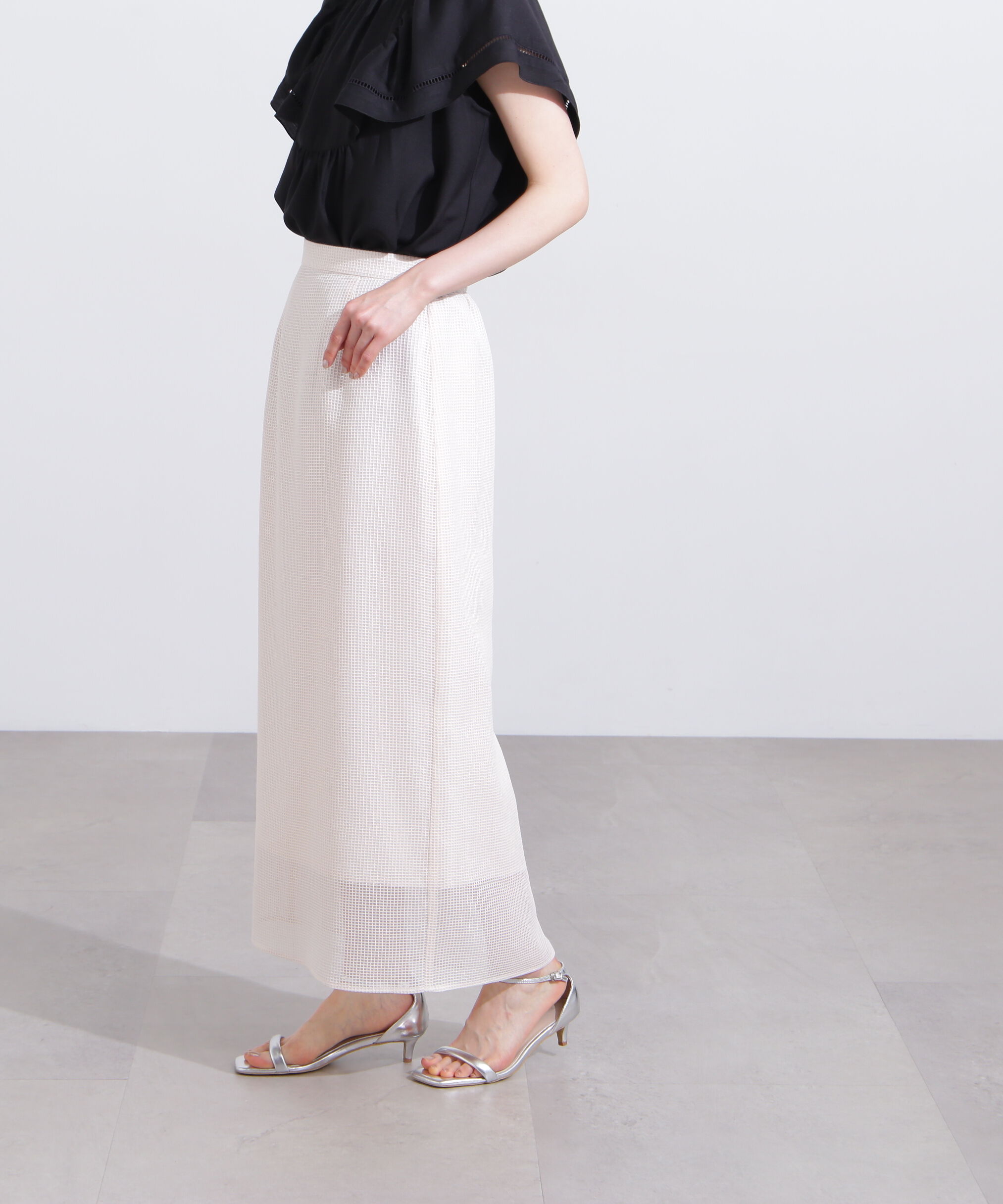  「メッシュチェックナロースカート」|スカート|