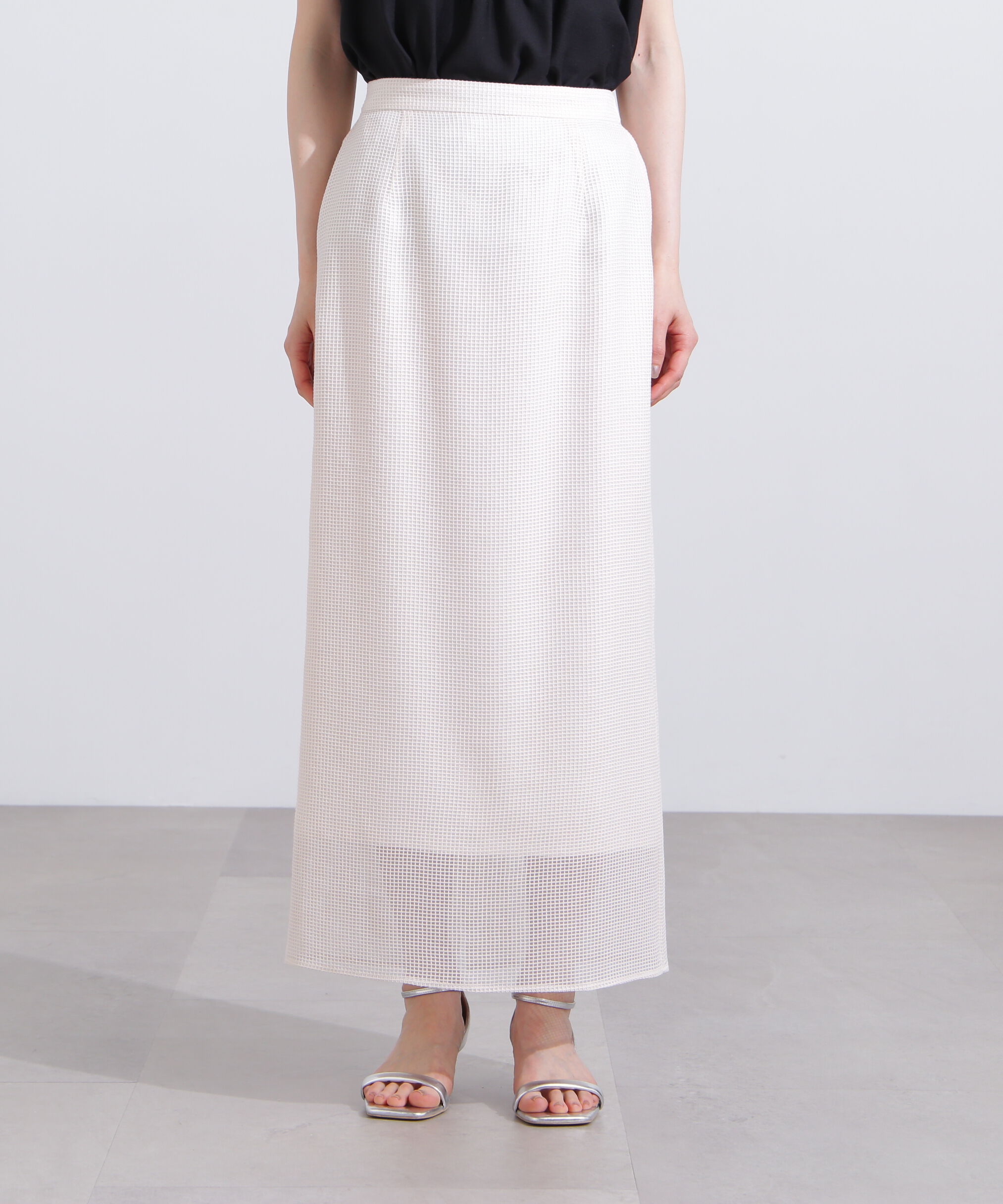  「メッシュチェックナロースカート」|スカート|