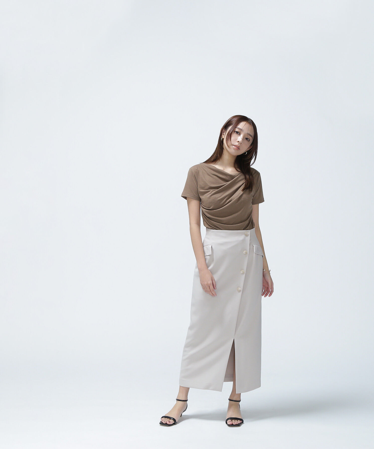  「フラップポケットラップナロースカート」|スカート|