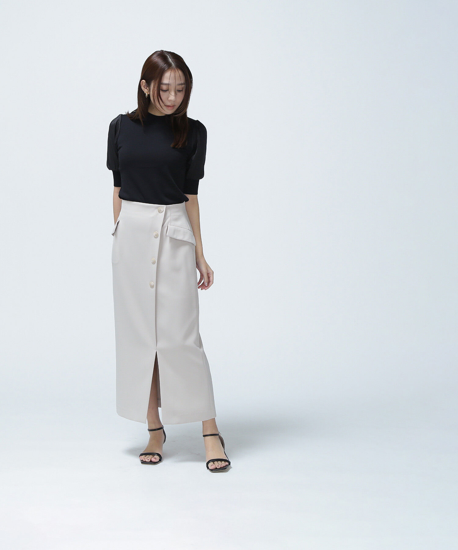  「フラップポケットラップナロースカート」|スカート|