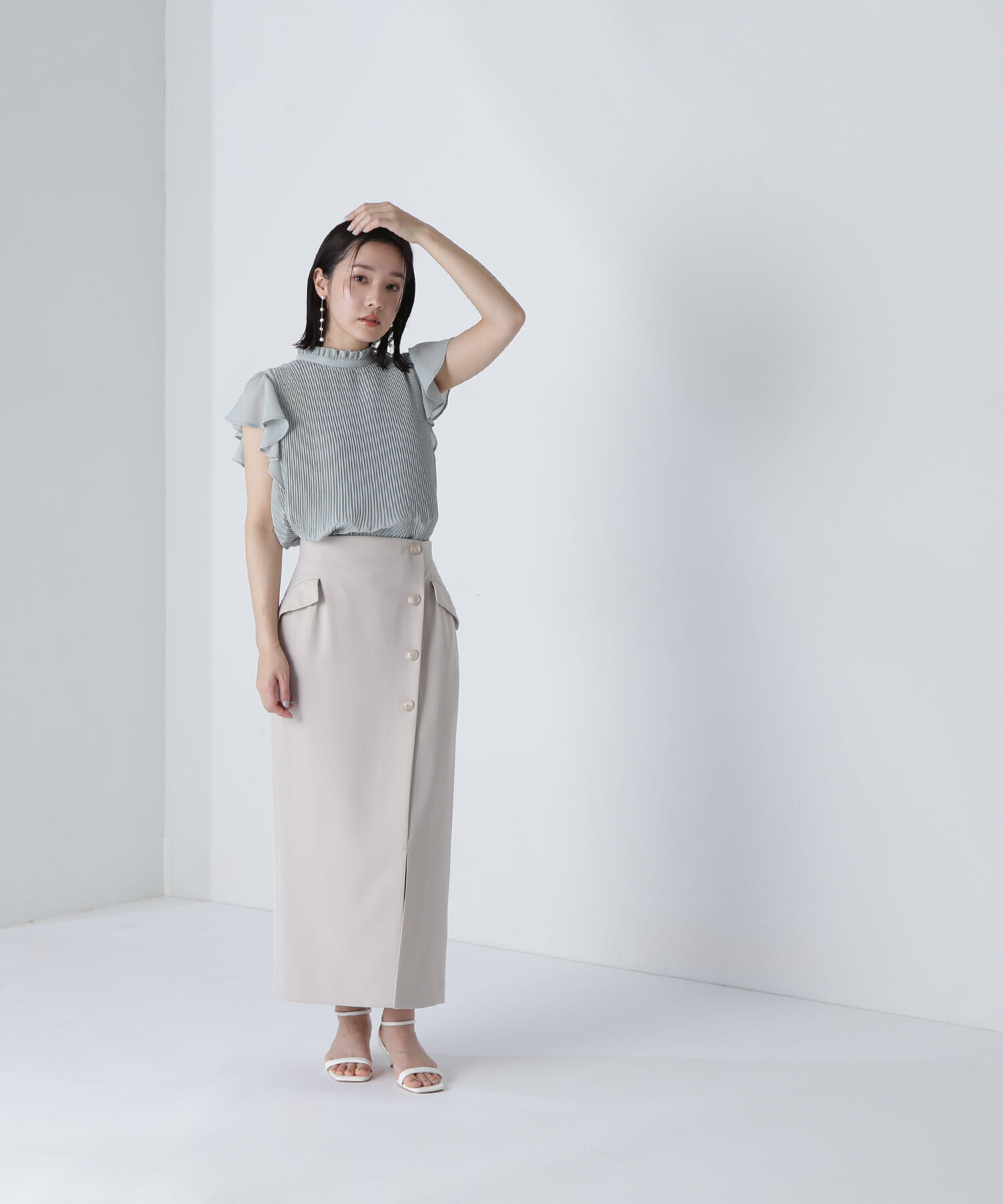  「フラップポケットラップナロースカート」|スカート|