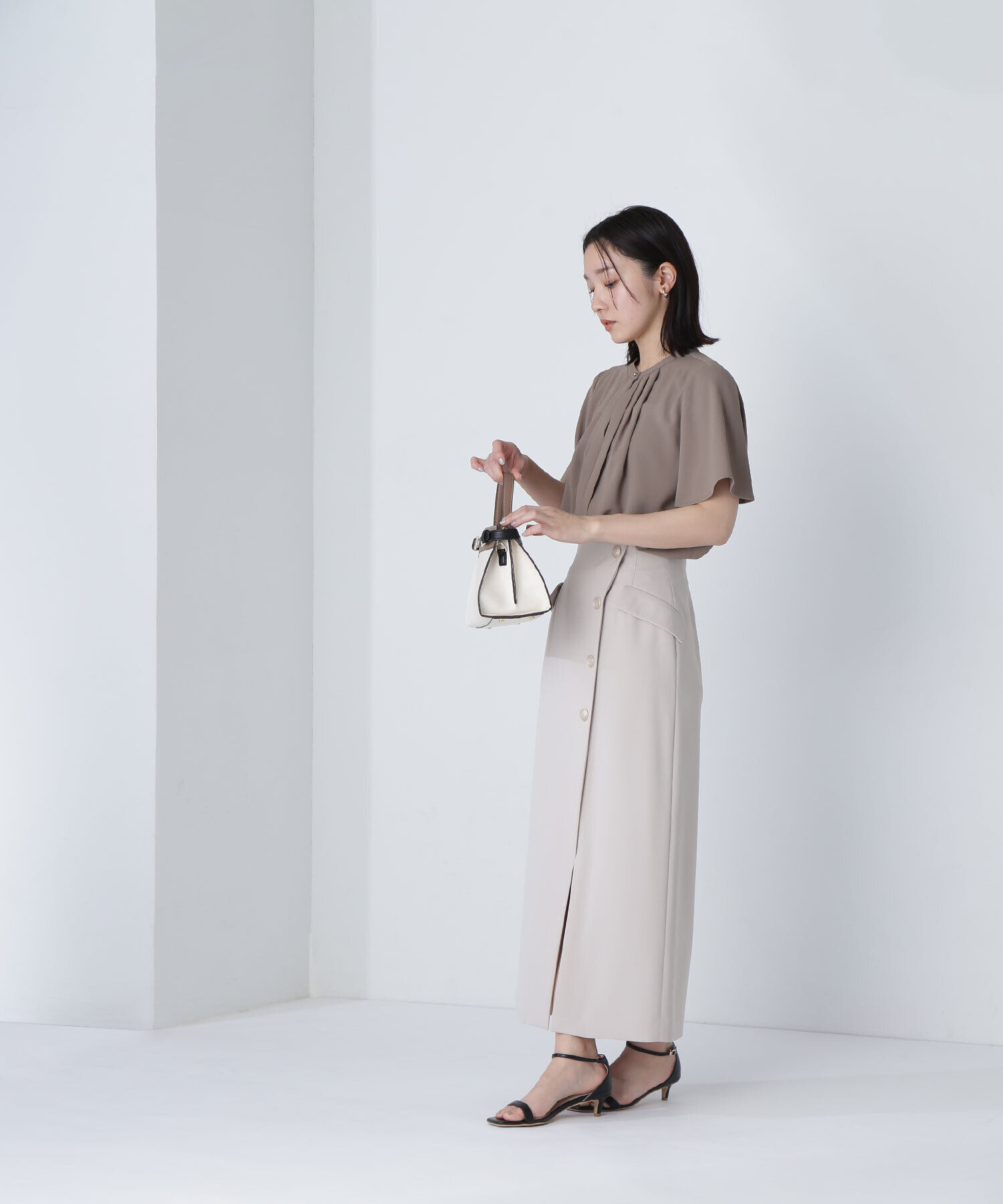  「フラップポケットラップナロースカート」|スカート|