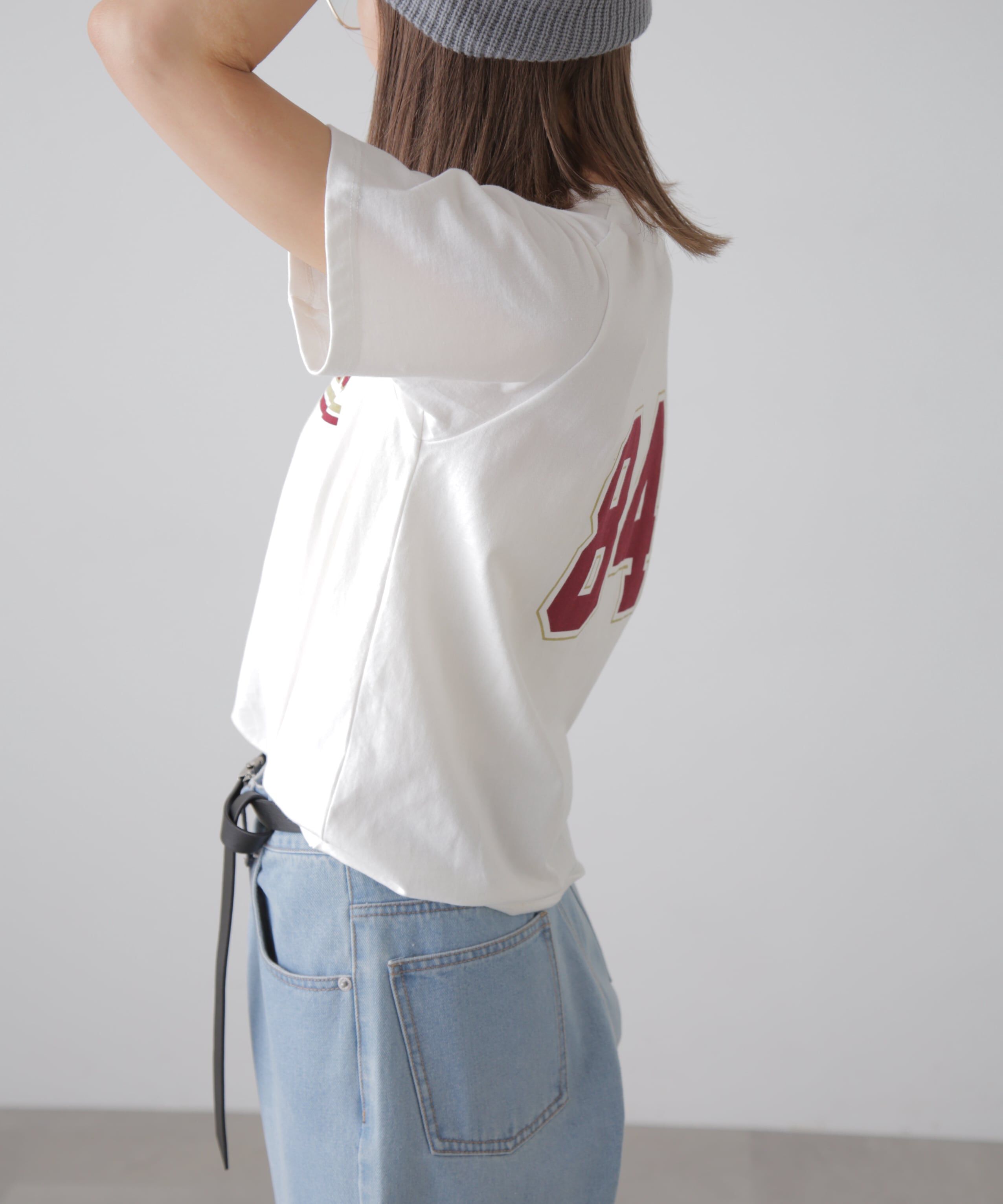  「カレッジロゴナンバープリントTシャツ」|Tシャツ・カットソー|