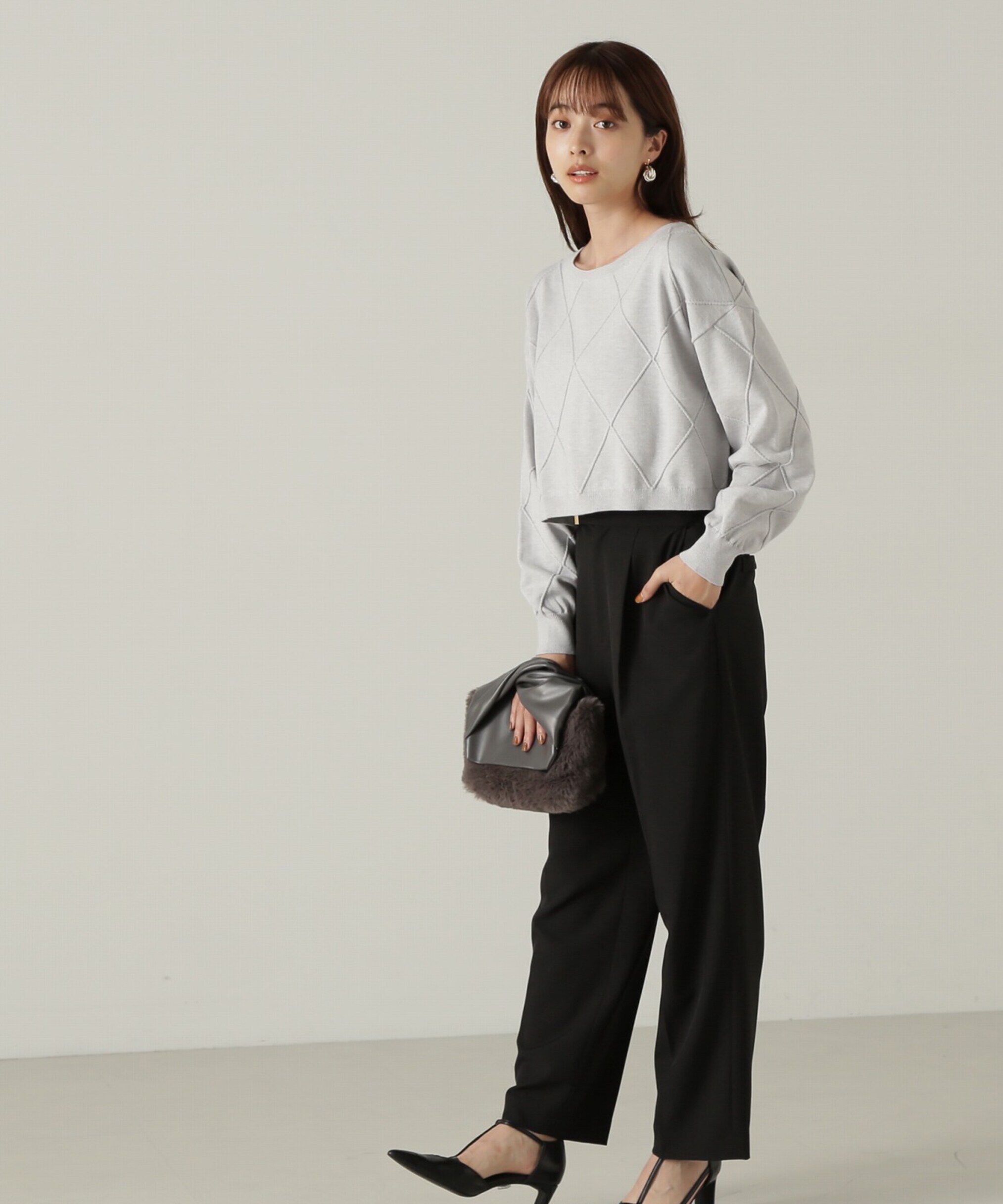 PROPORTION BODY DRESSING「ダイヤ柄ショート丈ニット　24AW」|ニット・セーター|