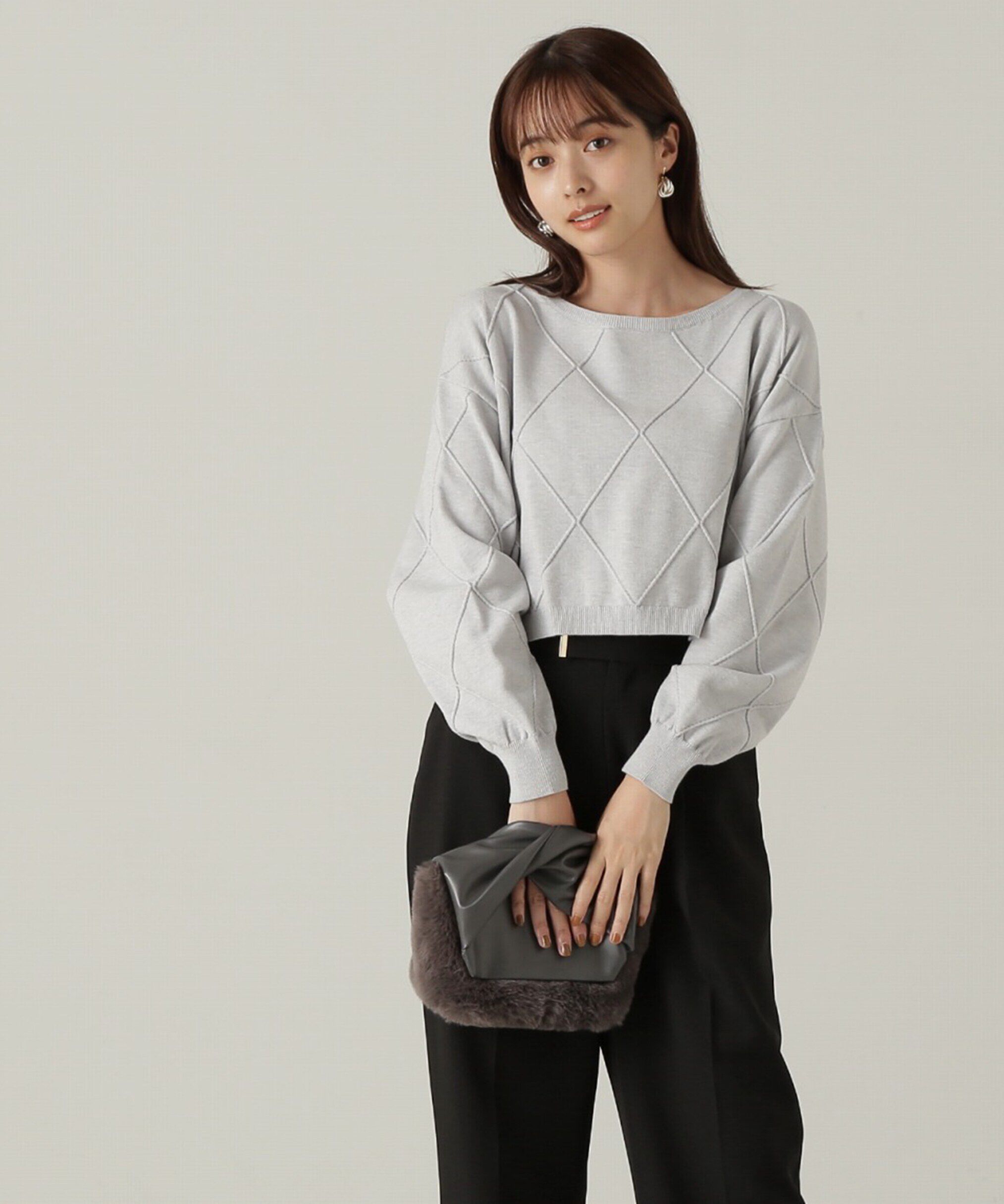 PROPORTION BODY DRESSING「ダイヤ柄ショート丈ニット　24AW」|ニット・セーター|