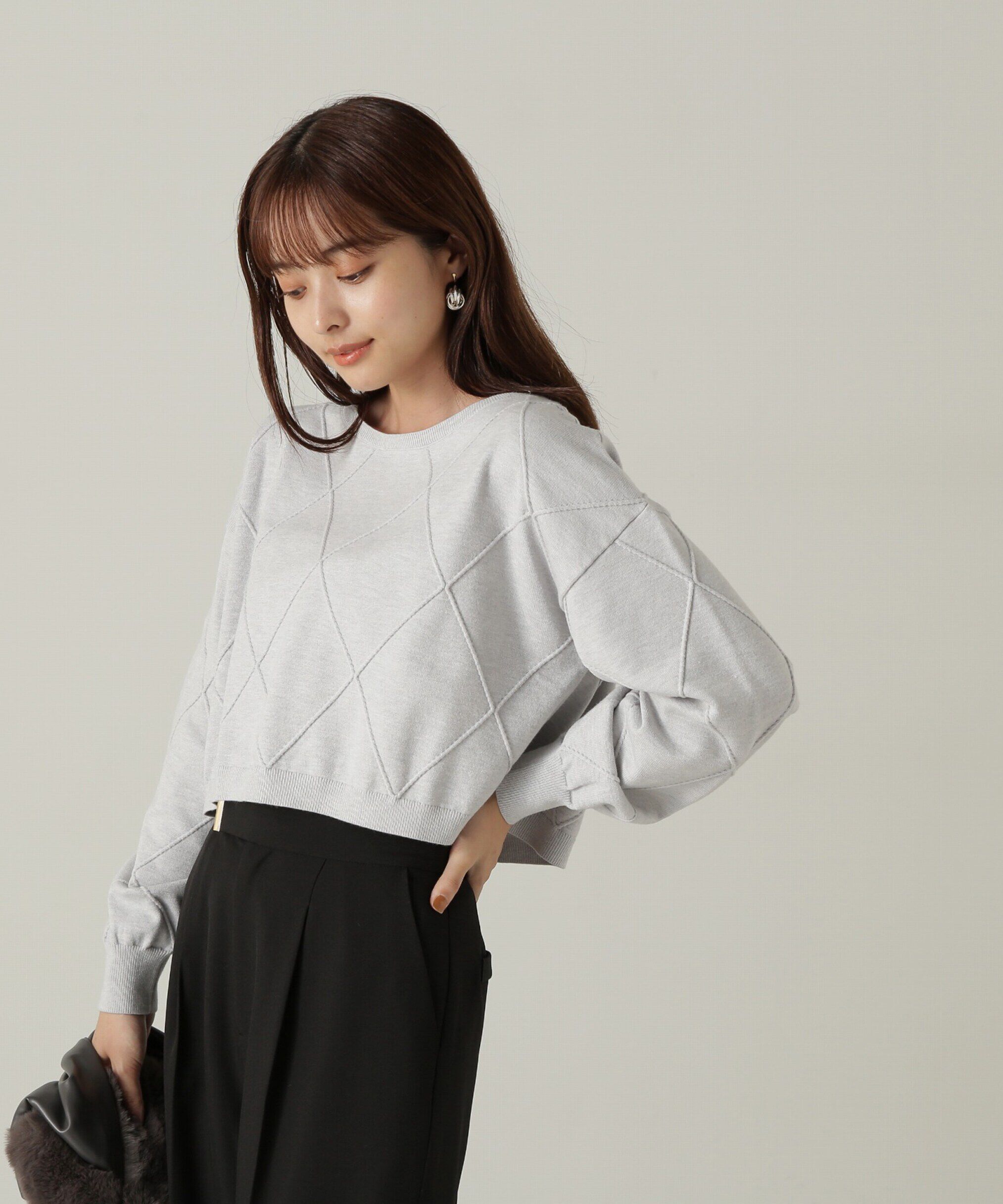 PROPORTION BODY DRESSING「ダイヤ柄ショート丈ニット　24AW」|ニット・セーター|