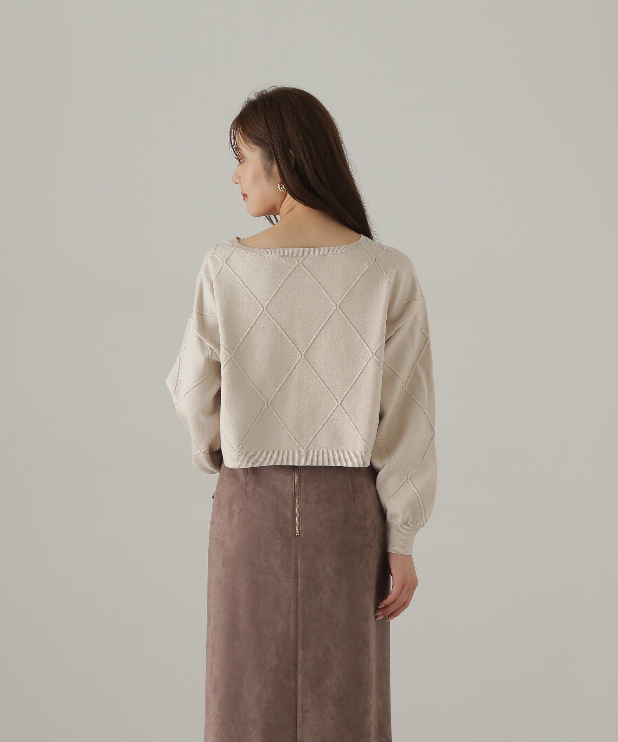 PROPORTION BODY DRESSING「ダイヤ柄ショート丈ニット　24AW」|ニット・セーター|