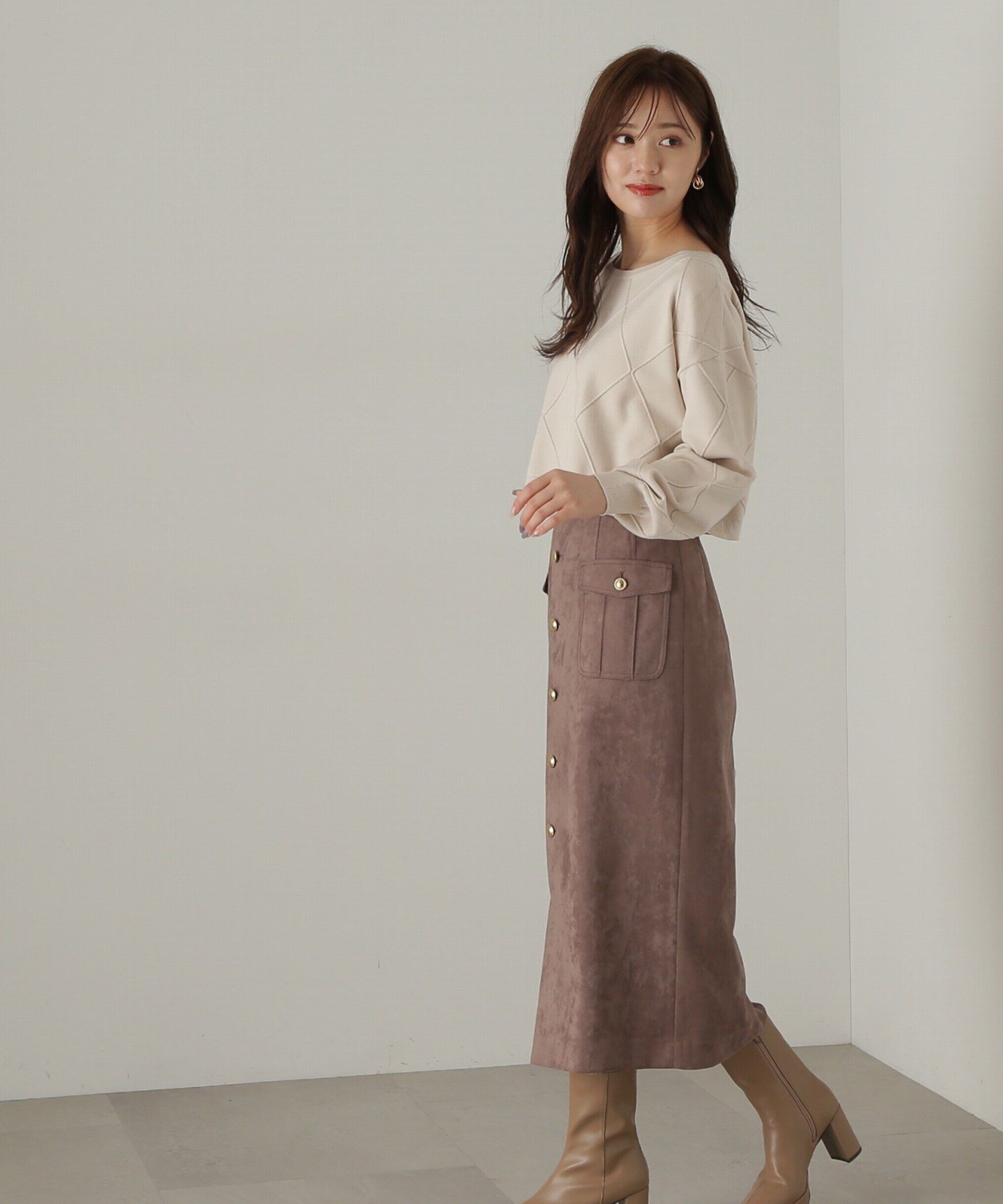 PROPORTION BODY DRESSING「ダイヤ柄ショート丈ニット　24AW」|ニット・セーター|