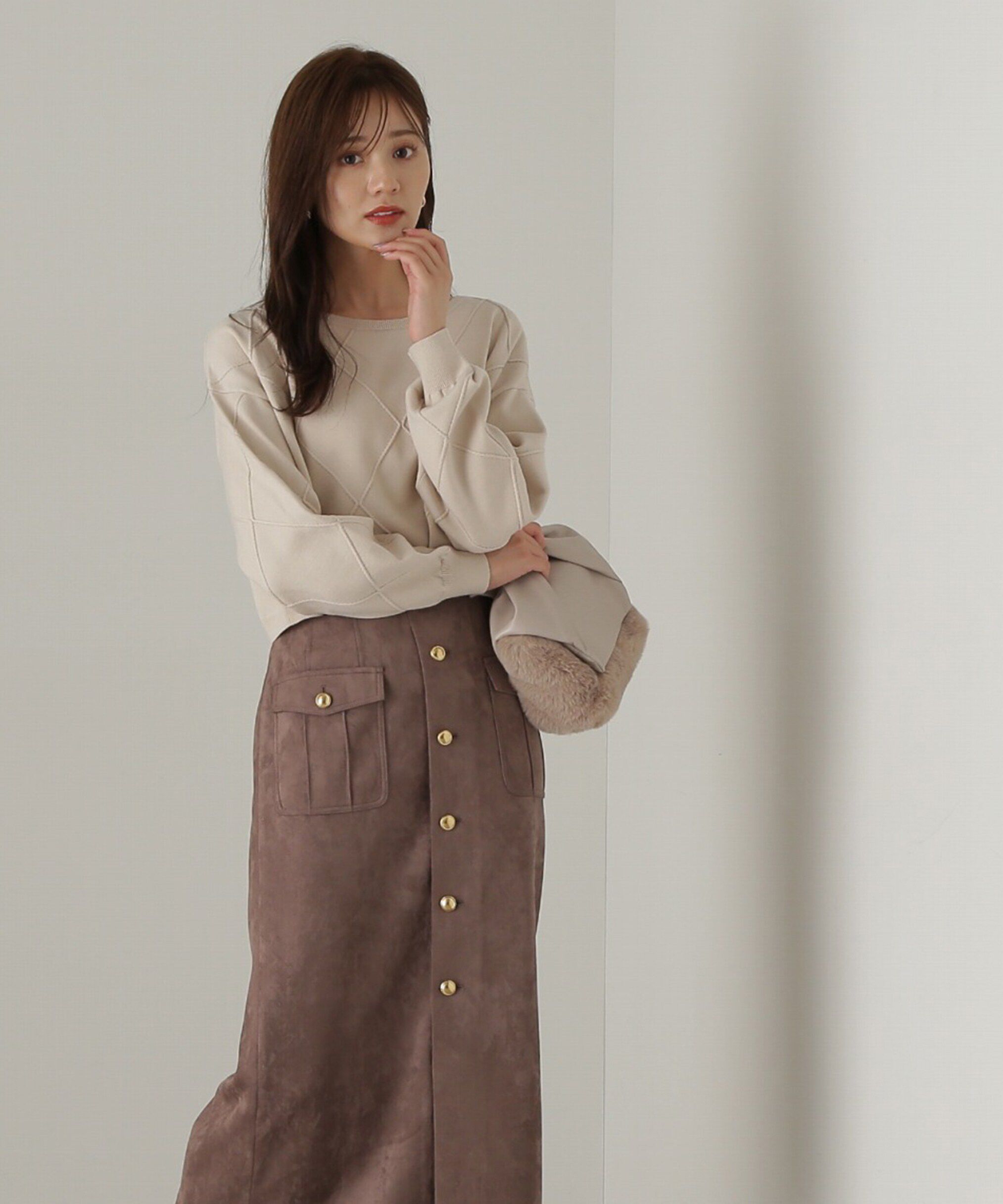 PROPORTION BODY DRESSING「ダイヤ柄ショート丈ニット　24AW」|ニット・セーター|