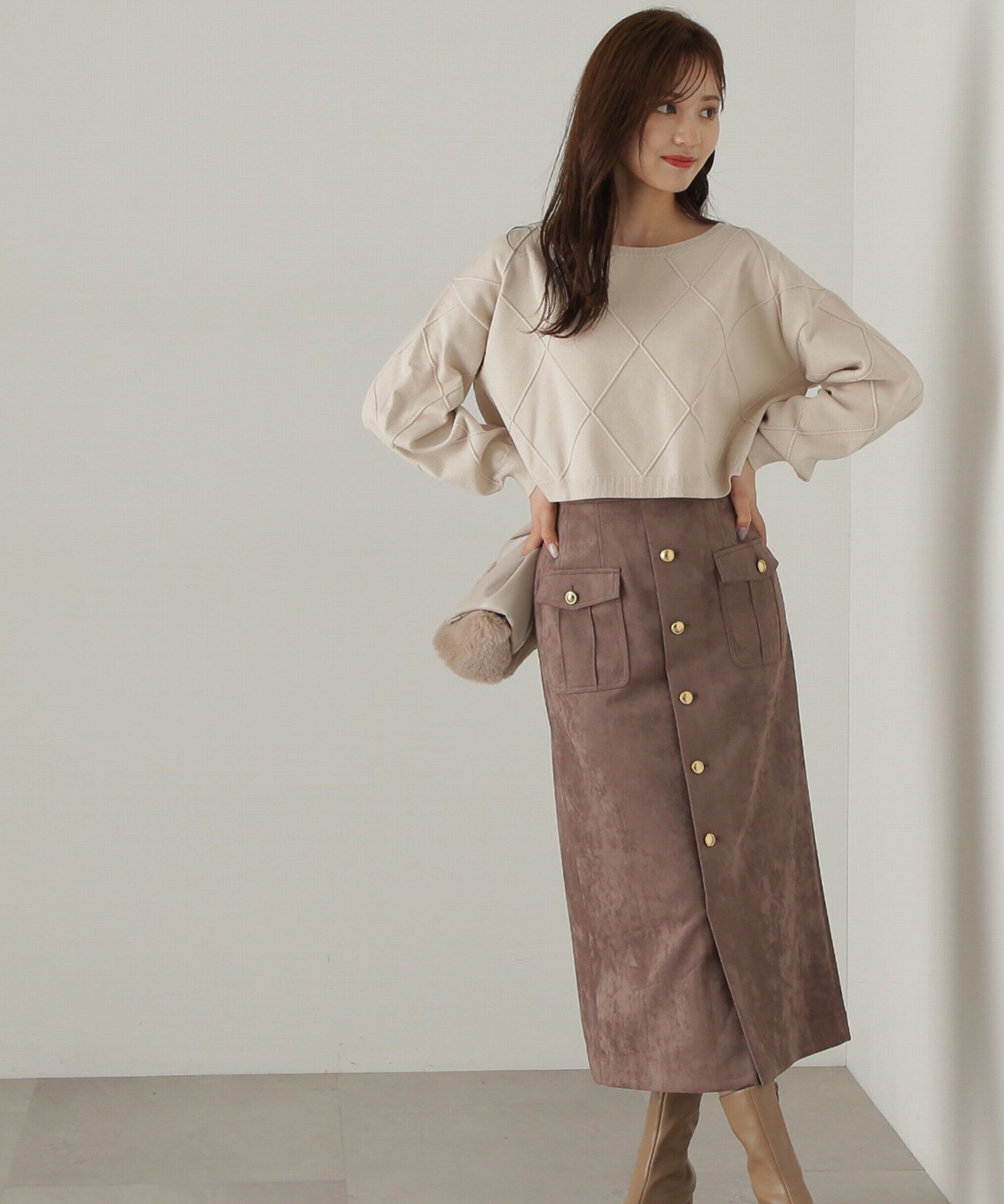 PROPORTION BODY DRESSING「ダイヤ柄ショート丈ニット　24AW」|ニット・セーター|