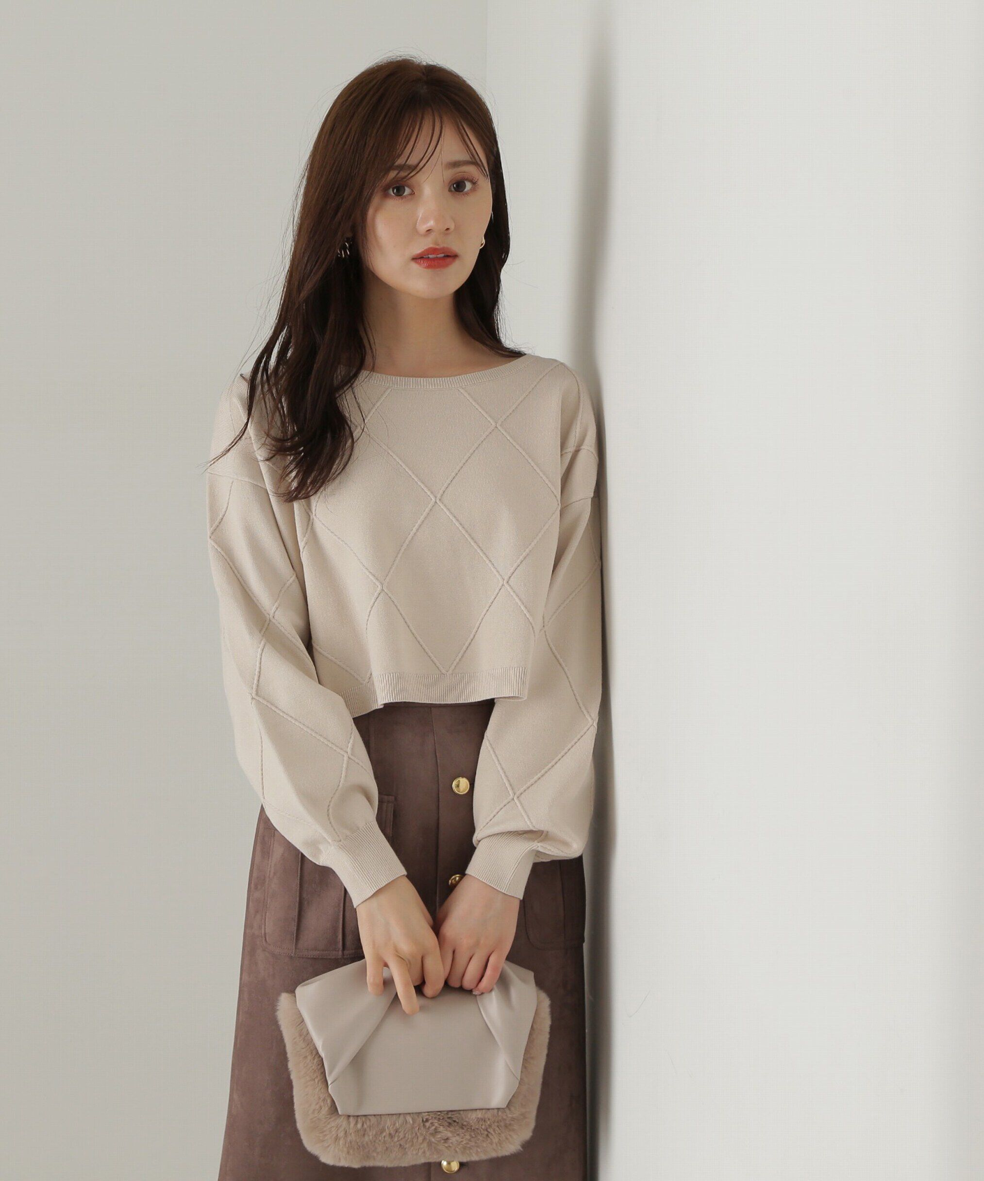 PROPORTION BODY DRESSING「ダイヤ柄ショート丈ニット　24AW」|ニット・セーター|