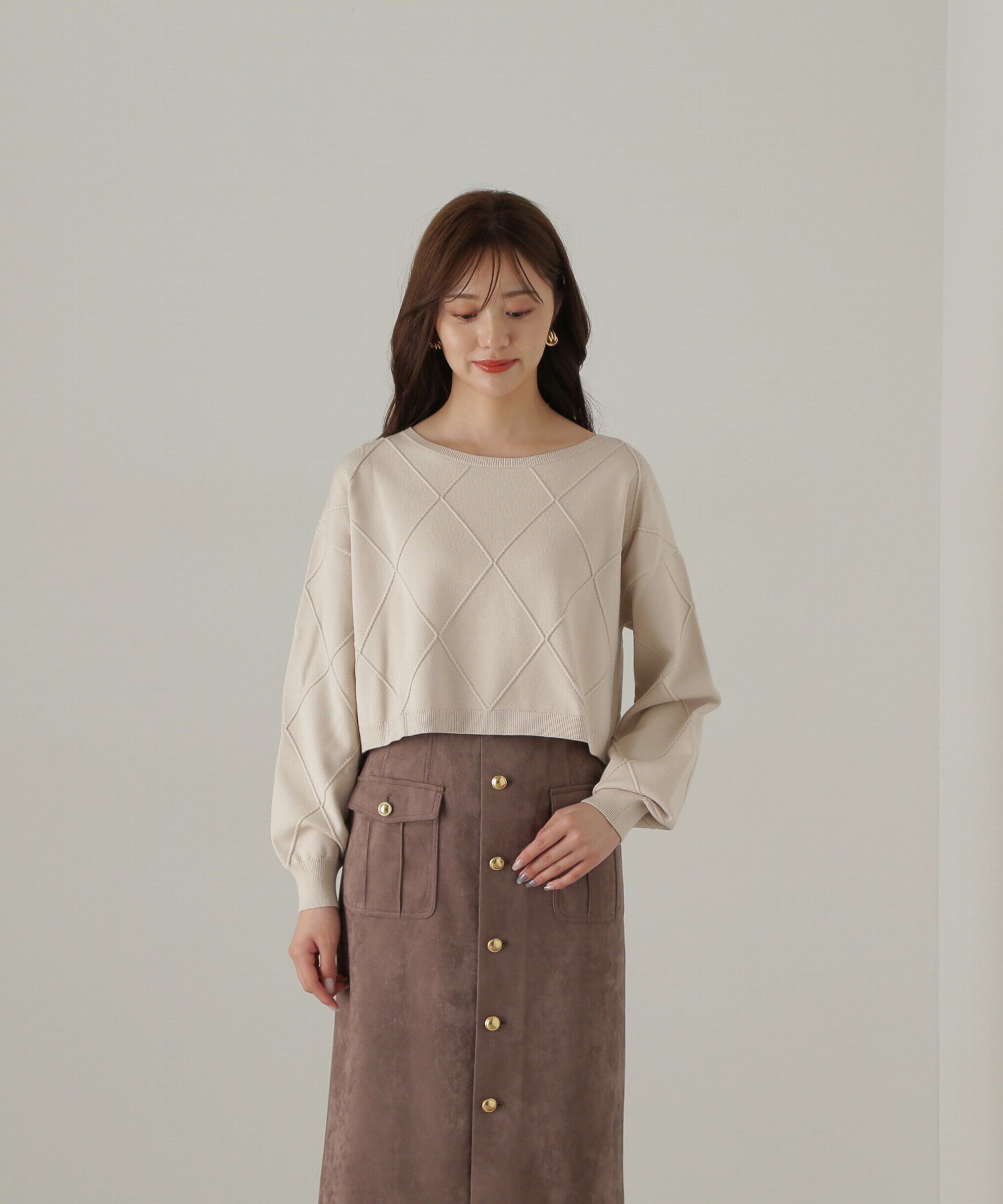 PROPORTION BODY DRESSING「ダイヤ柄ショート丈ニット　24AW」|ニット・セーター|