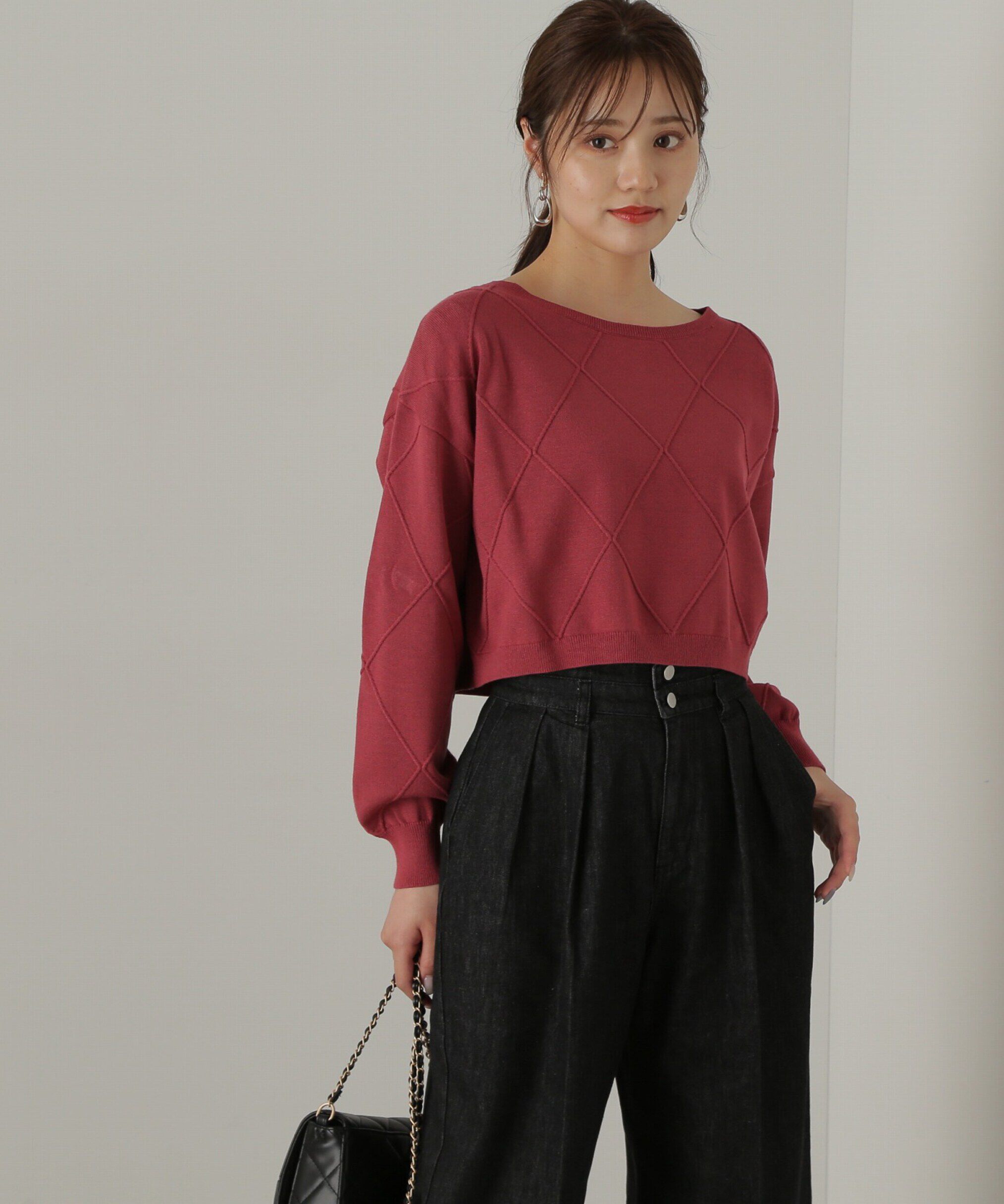 PROPORTION BODY DRESSING「ダイヤ柄ショート丈ニット　24AW」|ニット・セーター|