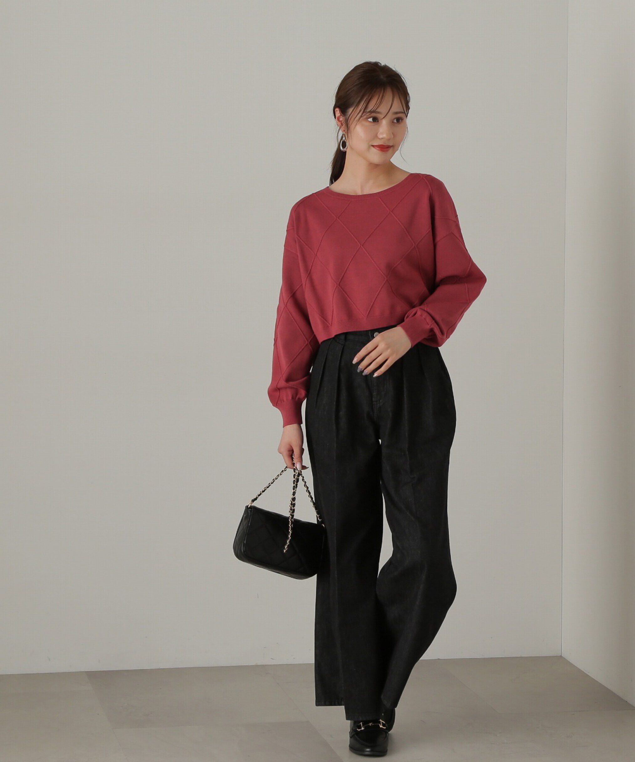 PROPORTION BODY DRESSING「ダイヤ柄ショート丈ニット　24AW」|ニット・セーター|