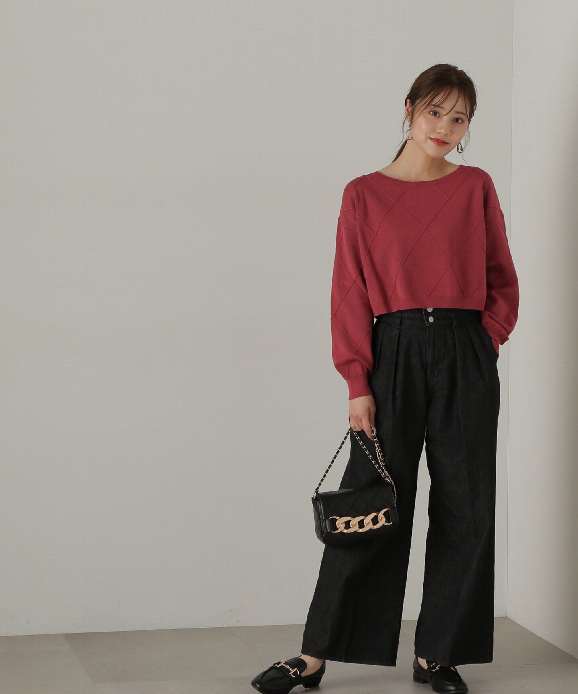 PROPORTION BODY DRESSING「ダイヤ柄ショート丈ニット　24AW」|ニット・セーター|