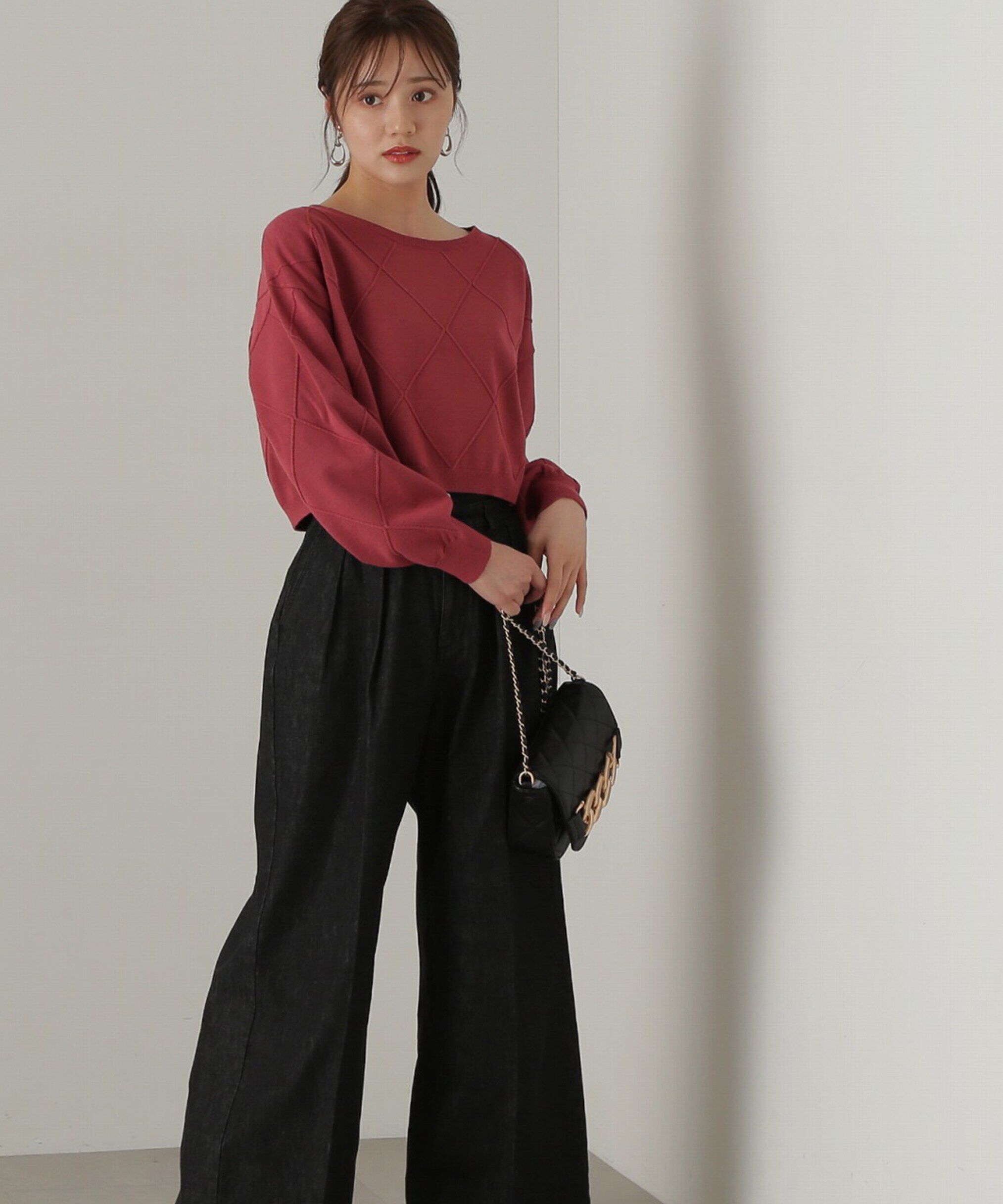 PROPORTION BODY DRESSING「ダイヤ柄ショート丈ニット　24AW」|ニット・セーター|