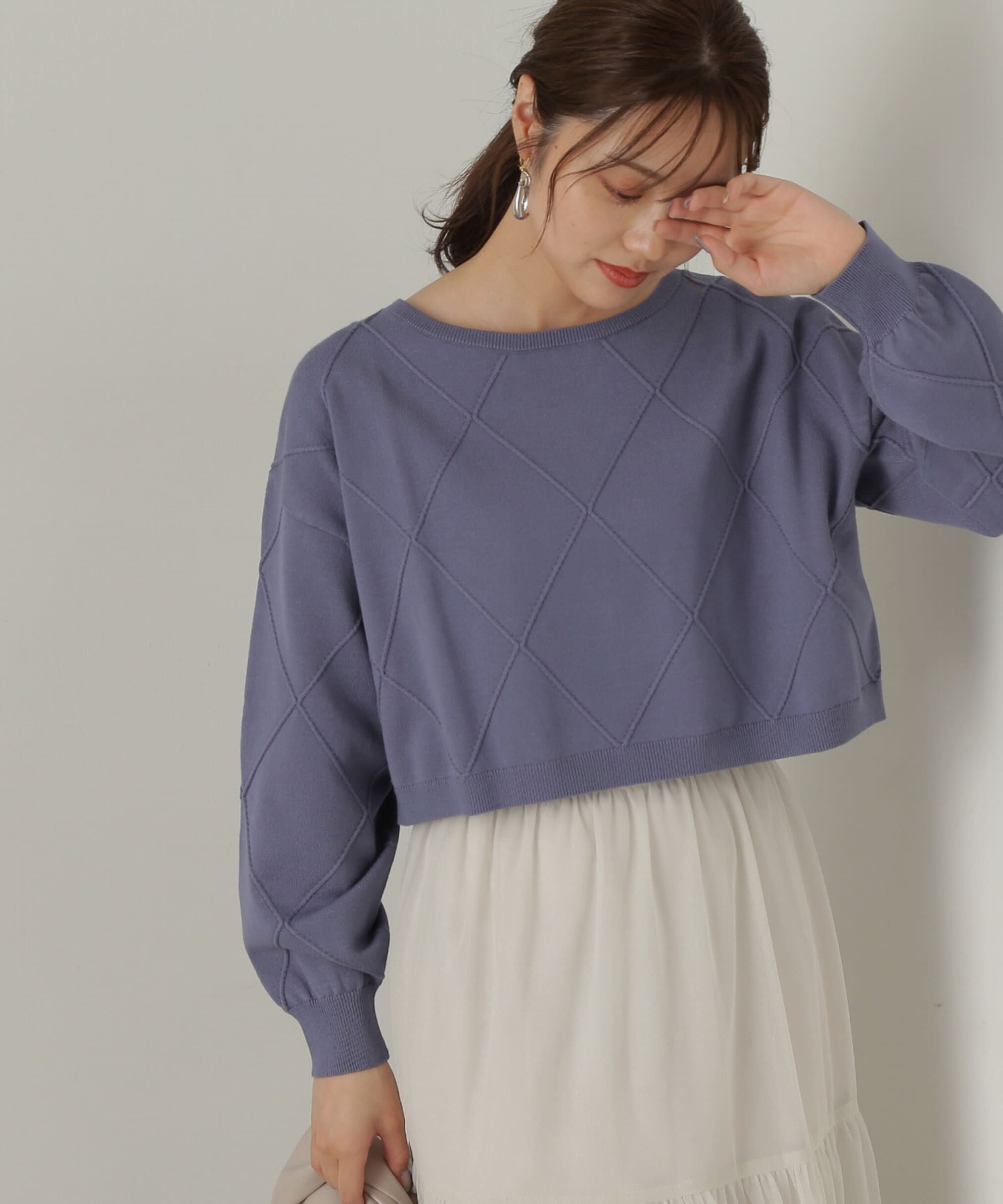 PROPORTION BODY DRESSING「ダイヤ柄ショート丈ニット　24AW」|ニット・セーター|