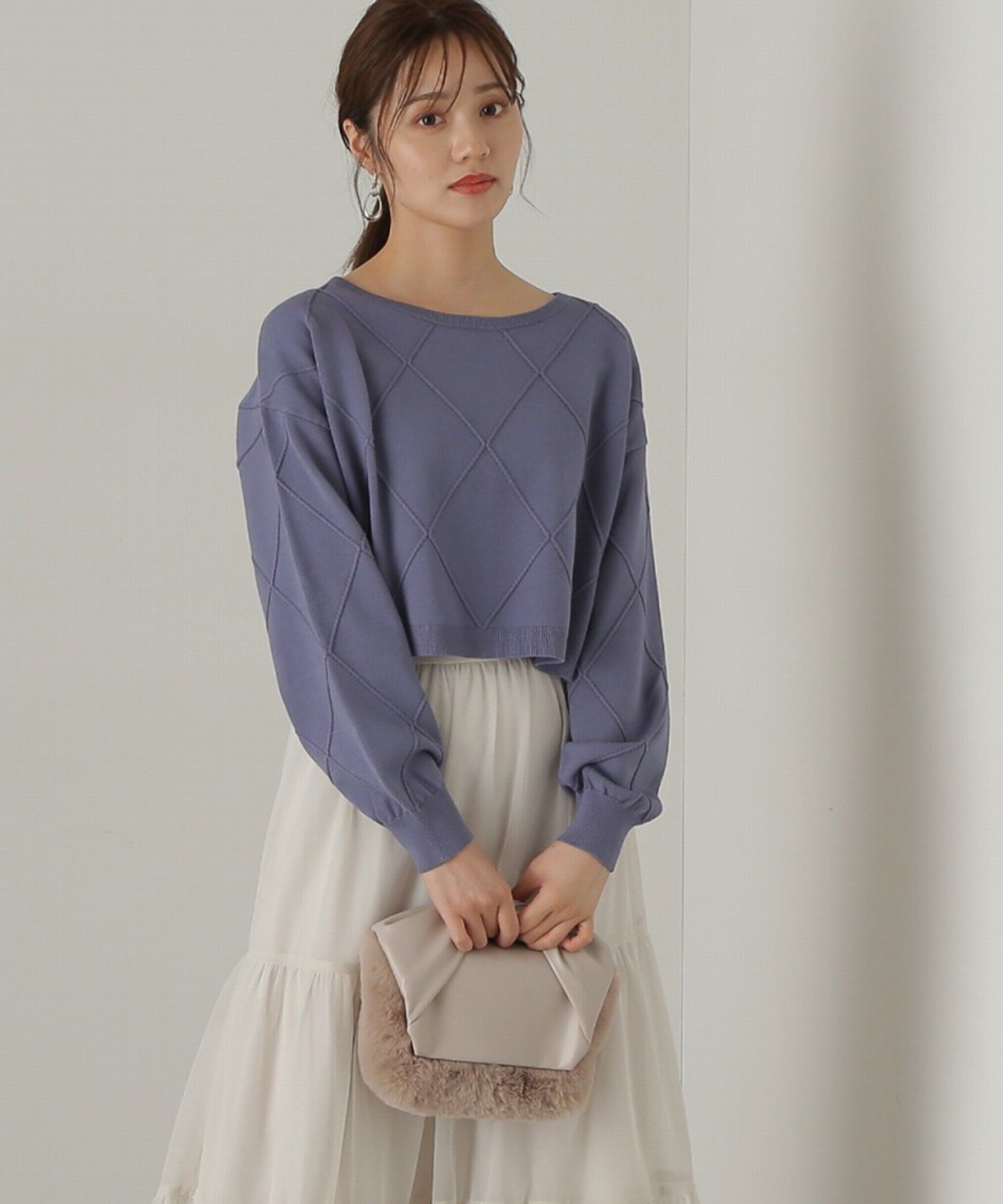 PROPORTION BODY DRESSING「ダイヤ柄ショート丈ニット　24AW」|ニット・セーター|