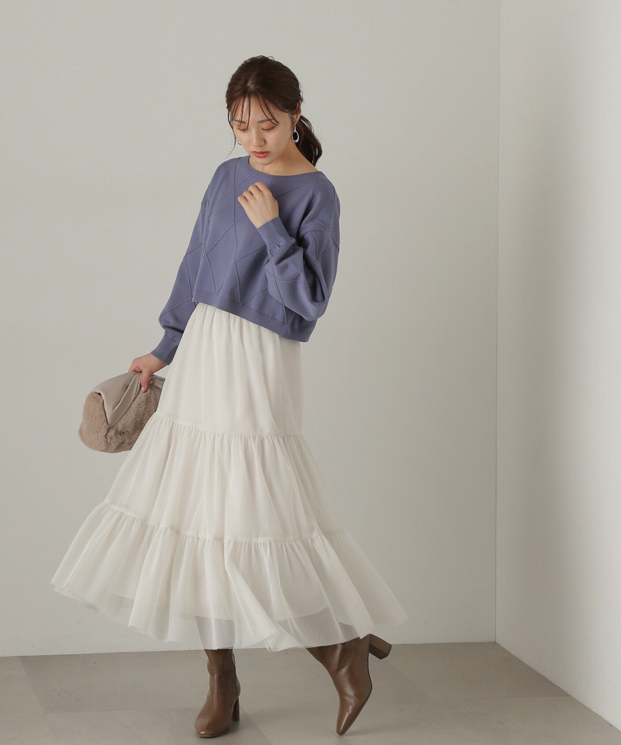 PROPORTION BODY DRESSING「ダイヤ柄ショート丈ニット　24AW」|ニット・セーター|