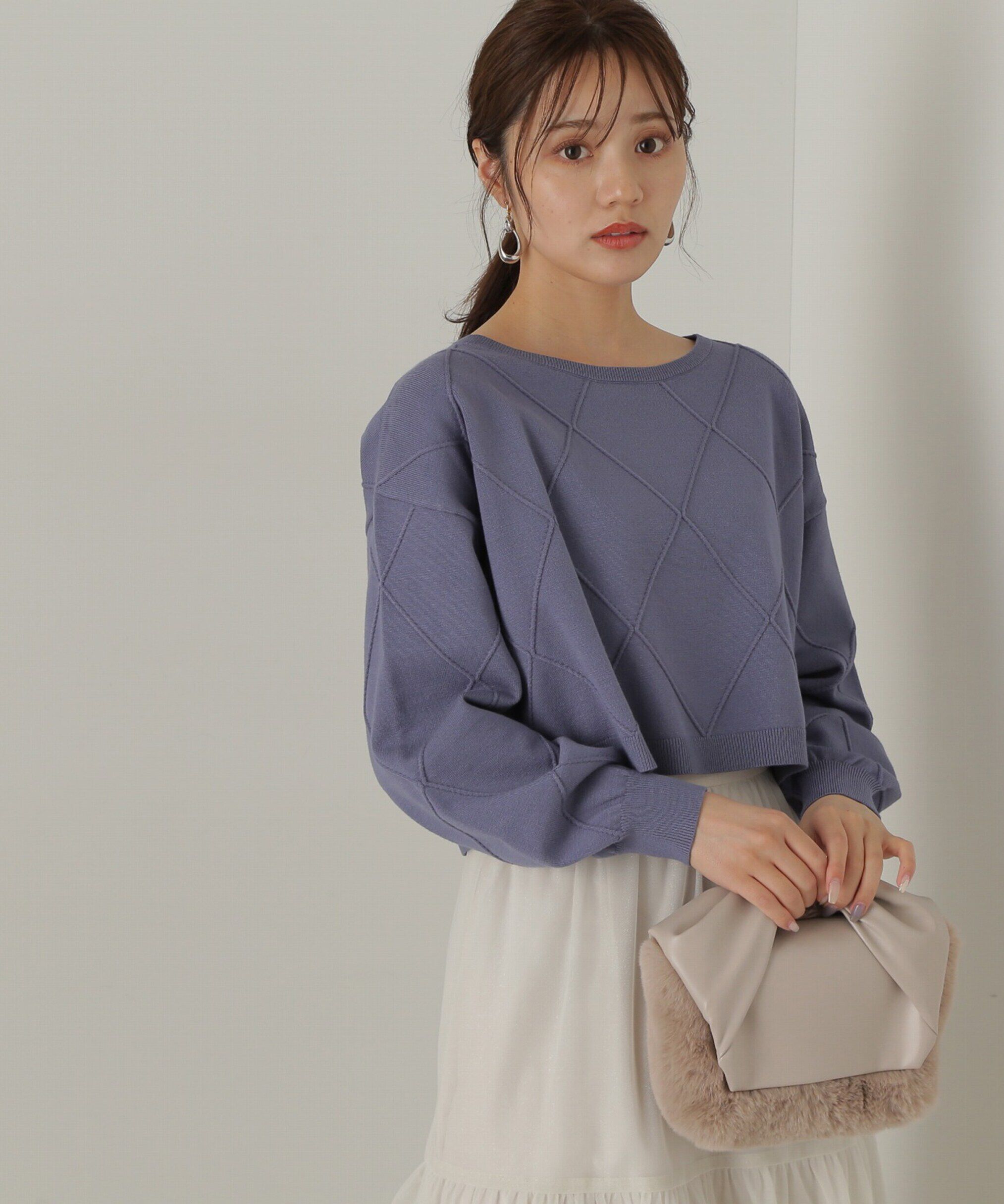 PROPORTION BODY DRESSING「ダイヤ柄ショート丈ニット　24AW」|ニット・セーター|