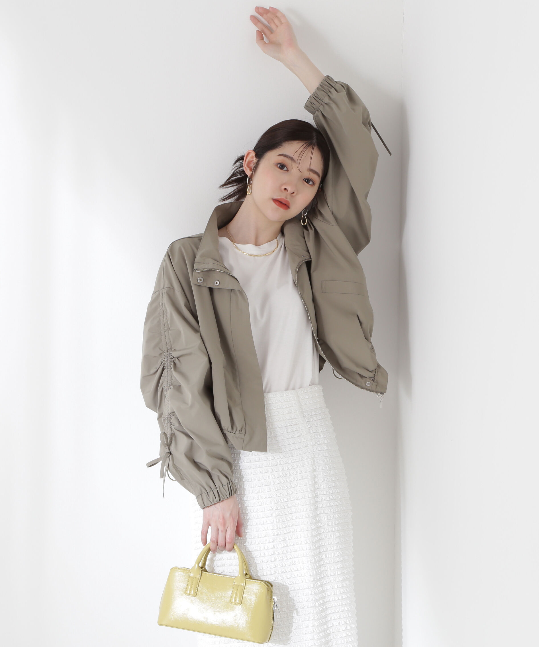 PROPORTION BODY DRESSING「シャーリングリボンブルゾン」|ブルゾン・スタジャン|カーキ