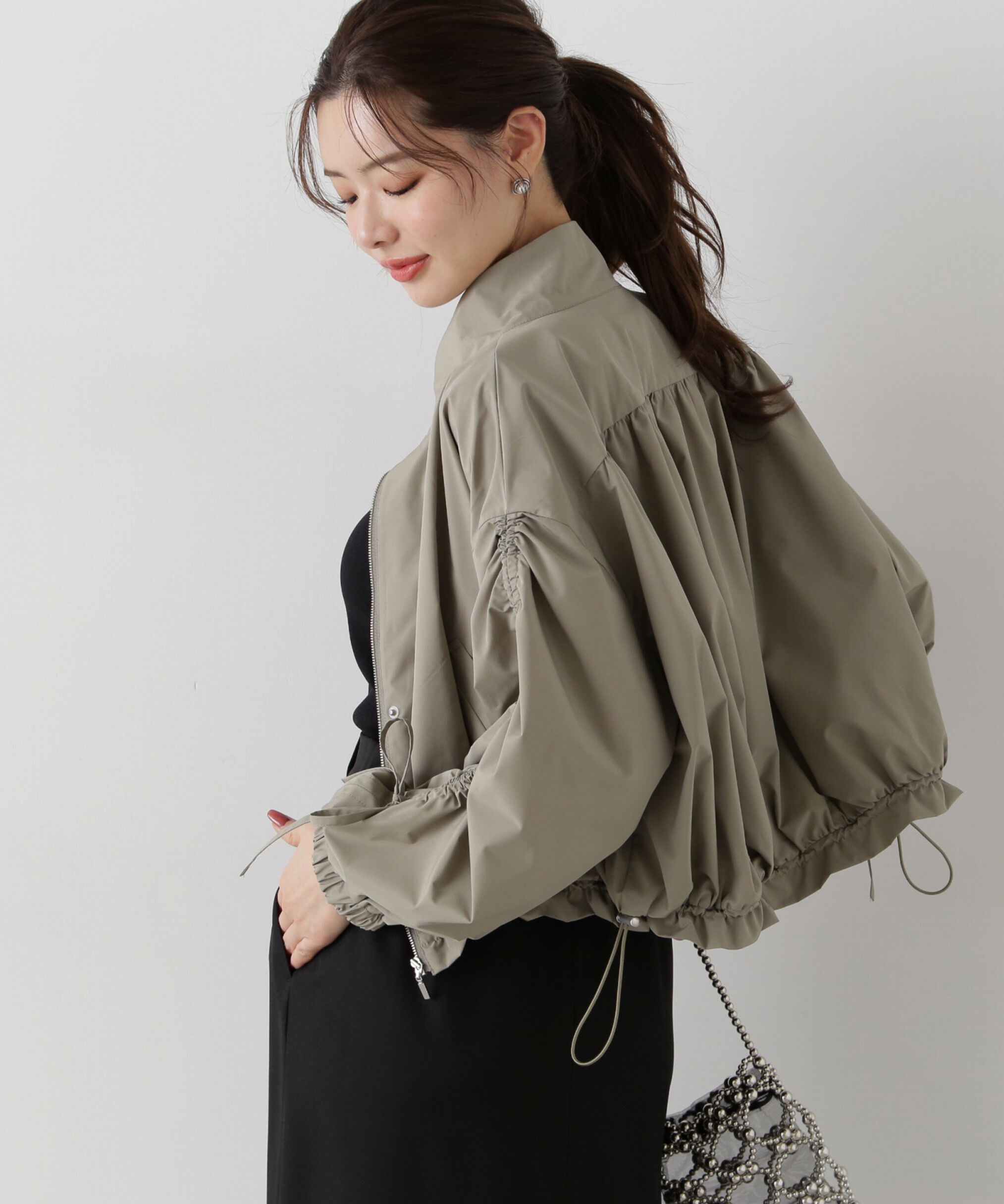 PROPORTION BODY DRESSING「シャーリングリボンブルゾン」|ブルゾン・スタジャン|