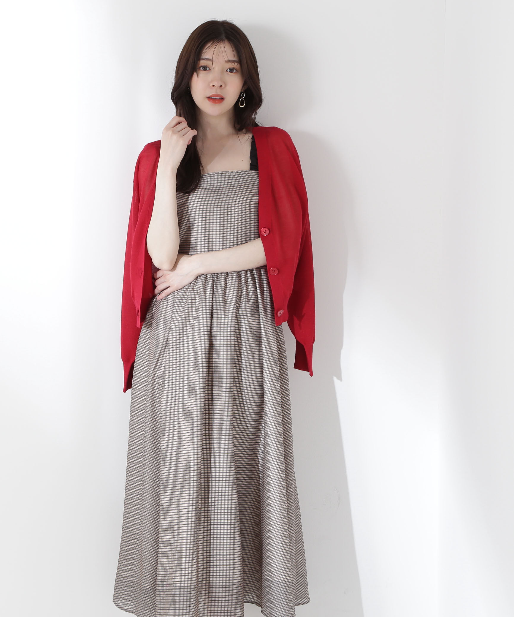 PROPORTION BODY DRESSING「ショルダーフリルシアーチェックワンピース」|ワンピース|