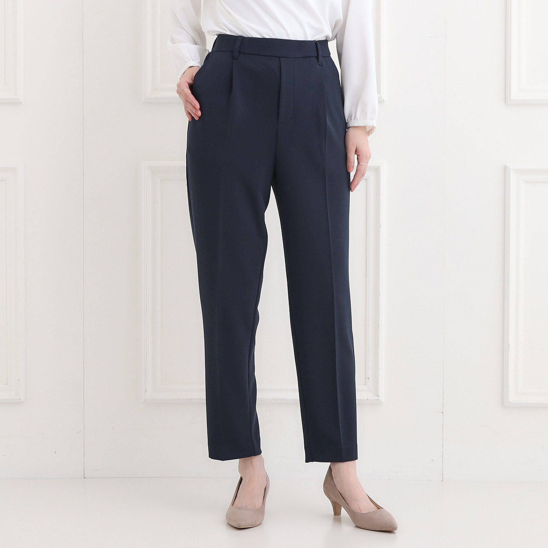 SHOO･LA･RUE「【洗濯機可/S-3L/イージーケア】きちんと楽に。カットジョーゼットテーパードパンツ」|その他|