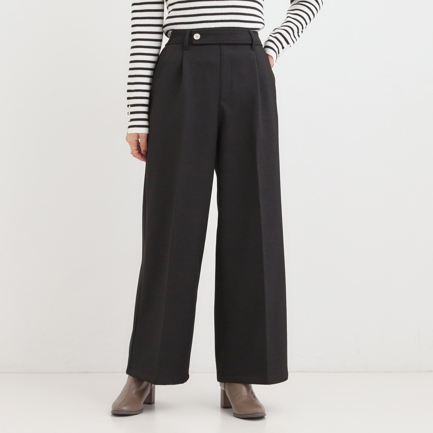 SHOO･LA･RUE「【着丈選べる】ウールフィールあったか裏起毛ワイドパンツ」|その他|