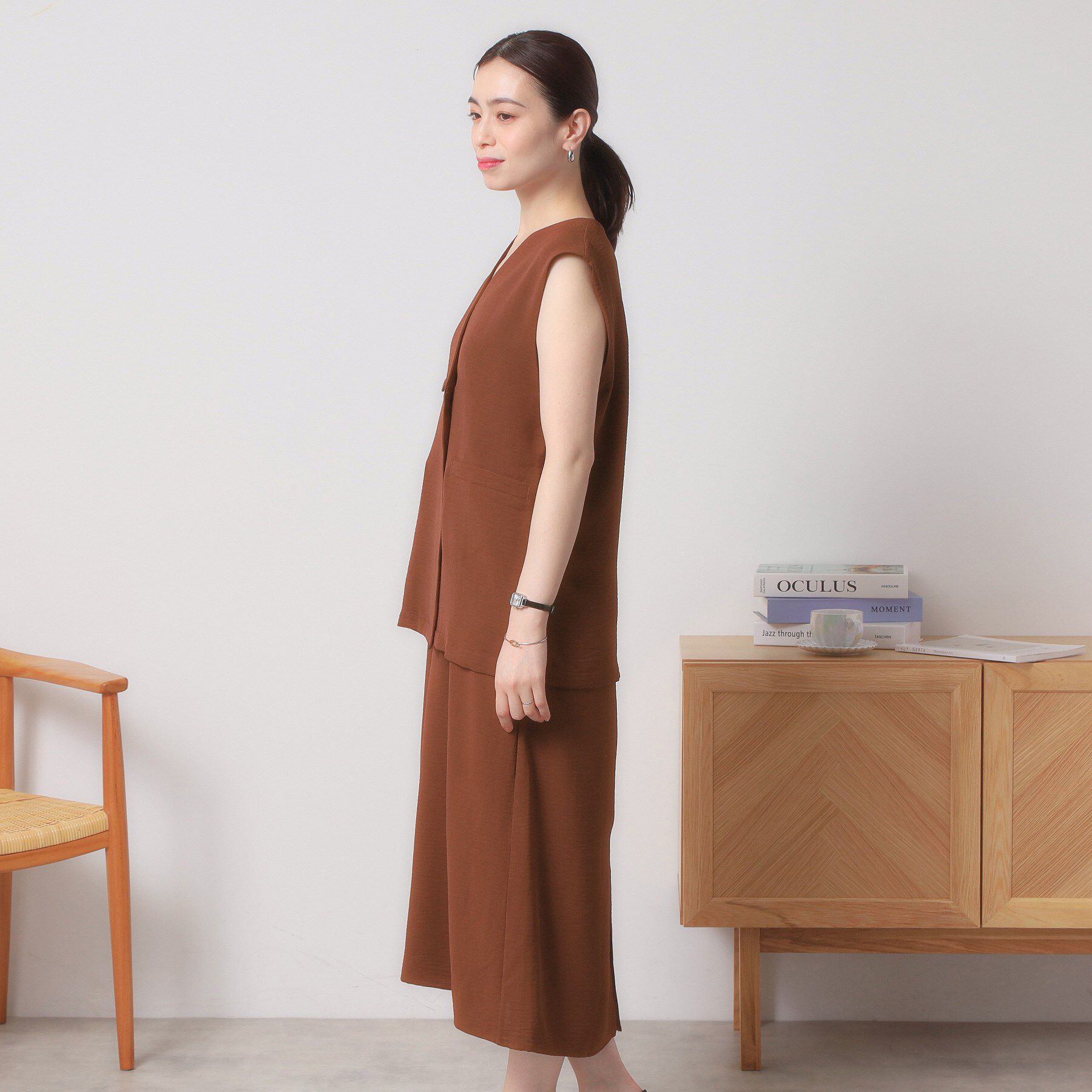 ITS&rsquo;DEMO「【接触冷感／吸水速乾／洗濯機OK／イージーケア】ジレ&times;キャミワンピースセット＜ラク服シリーズ＞」|ワンピース|