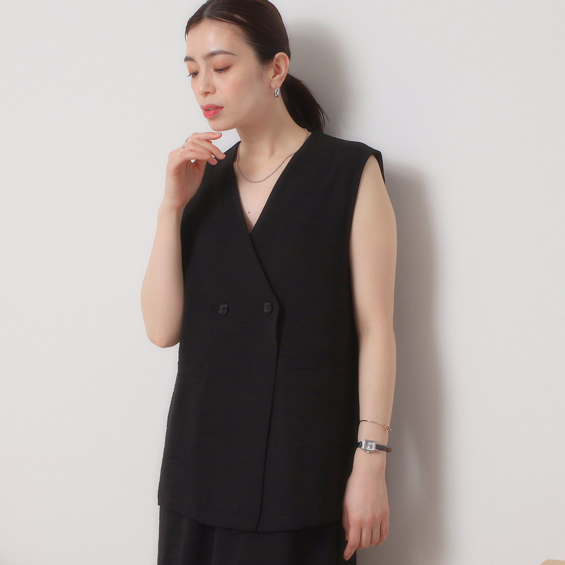 ITS&rsquo;DEMO「【接触冷感／吸水速乾／洗濯機OK／イージーケア】ジレ&times;キャミワンピースセット＜ラク服シリーズ＞」|ワンピース|