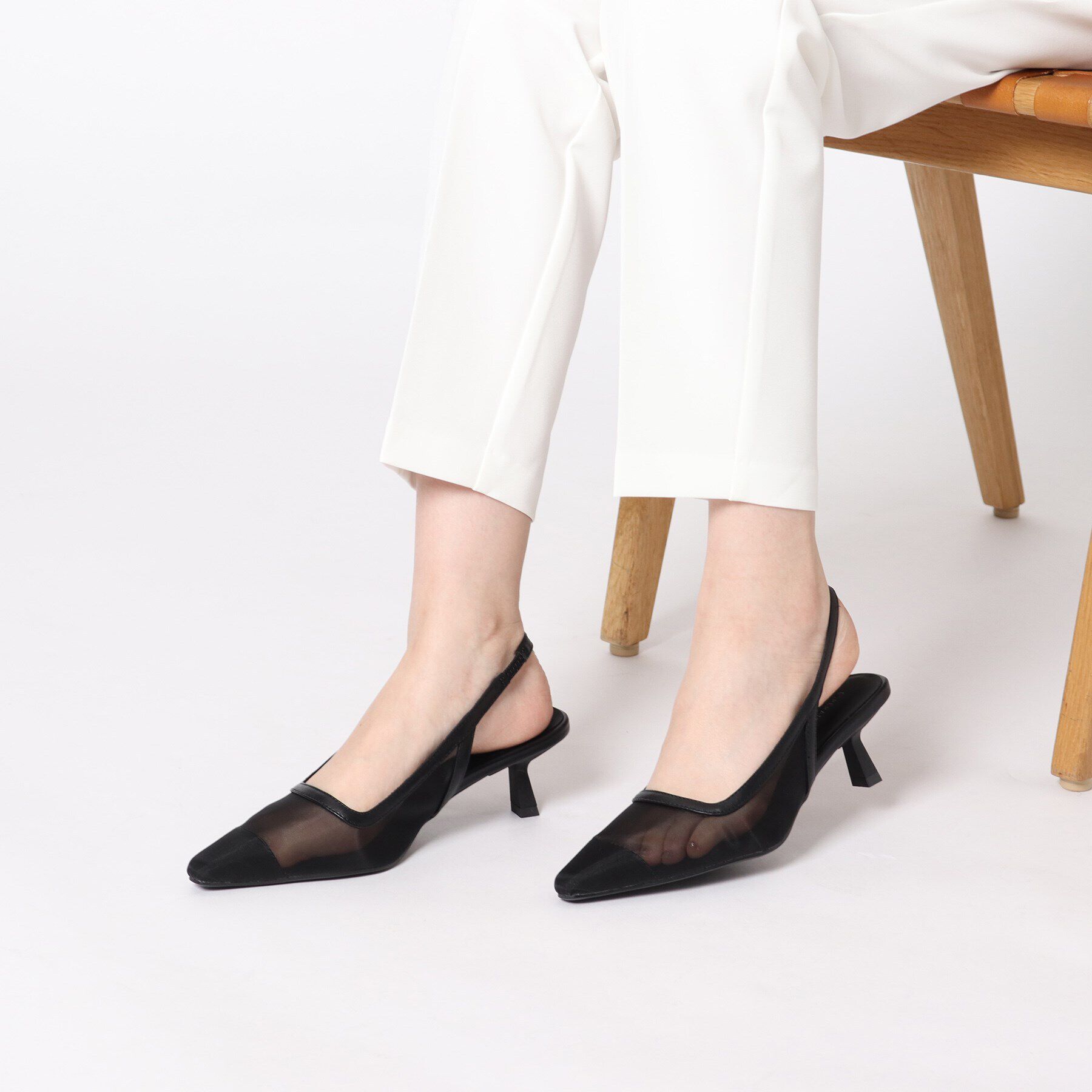 ESPERANZA「ポインテッドトゥチュールバックストラップミュール」|サンダル|