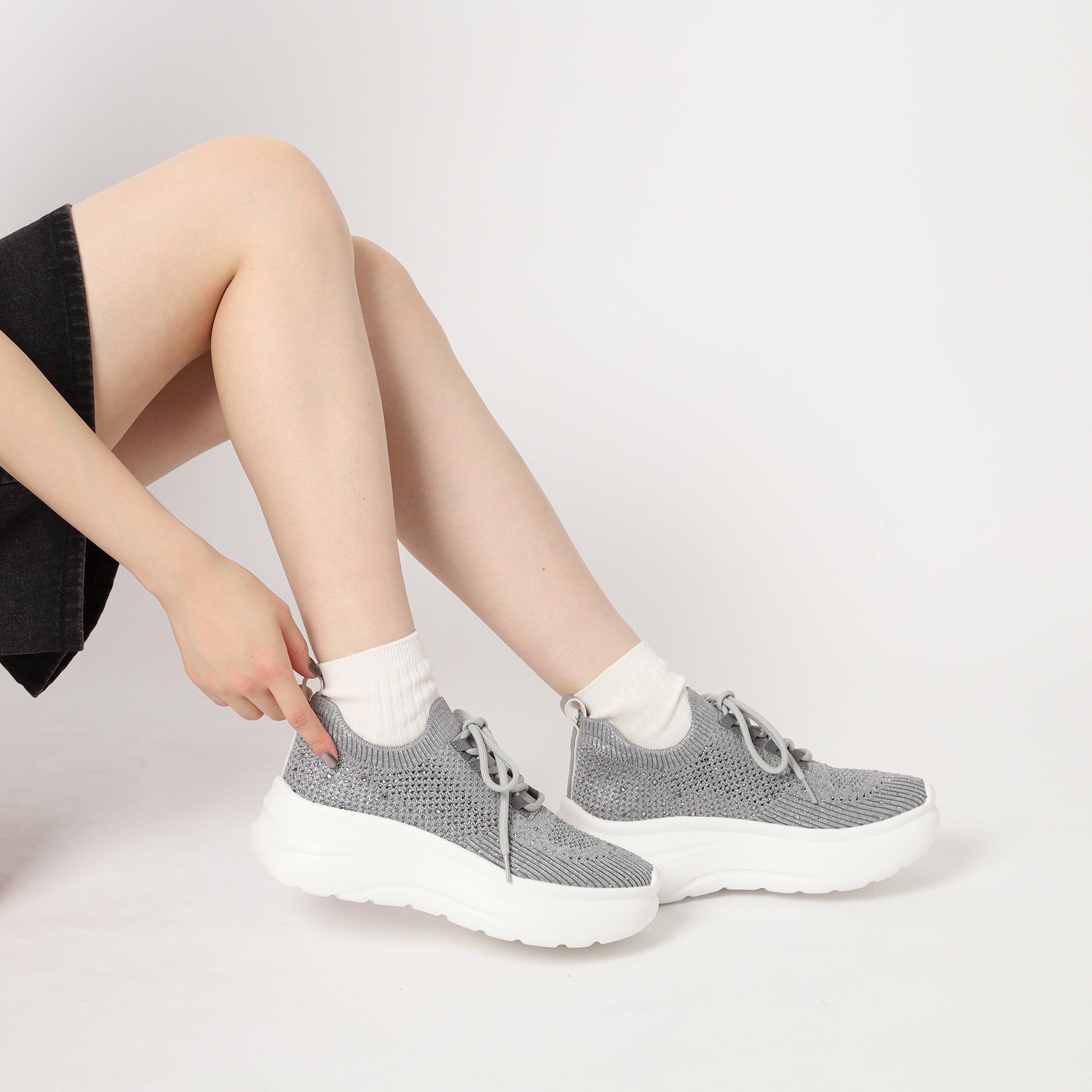 ESPERANZA「ラインストーンニットスニーカー」|スニーカー|