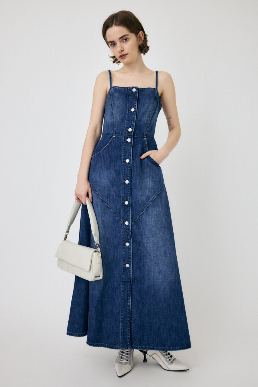 MOUSSY「DENIM LONG CAMI ドレス」|ワンピース|BLU
