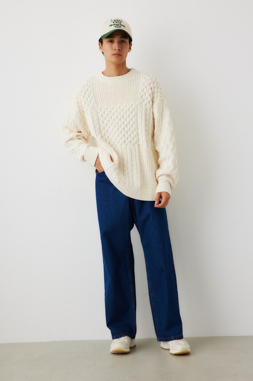 RODEO CROWNS「メンズモールケーブルニットトップス」|ニット・セーター|