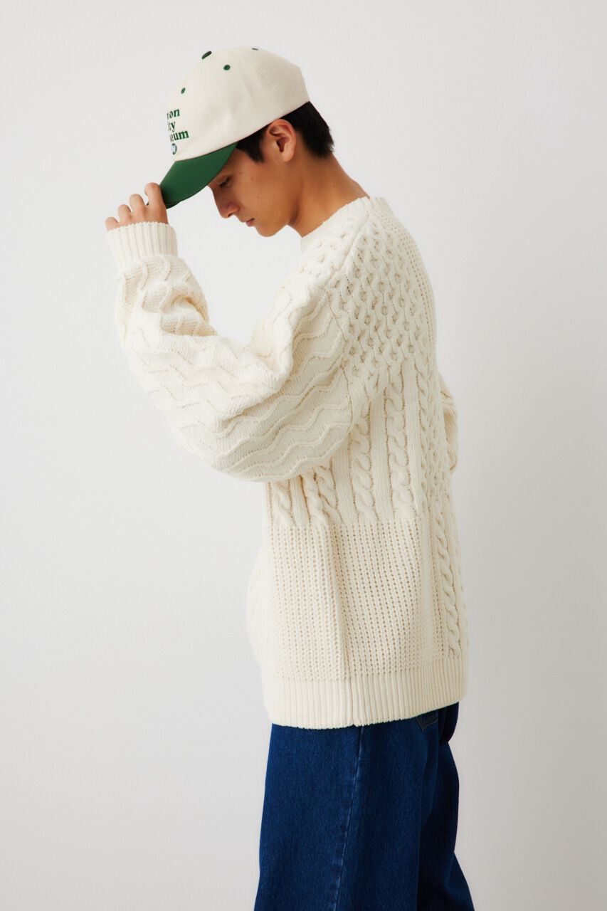 RODEO CROWNS「メンズモールケーブルニットトップス」|ニット・セーター|