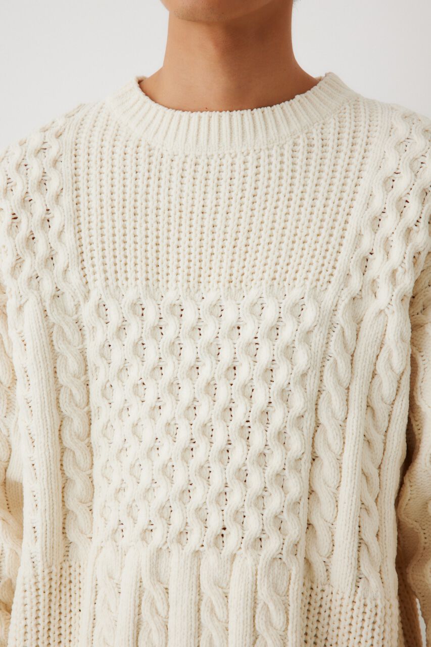 RODEO CROWNS「メンズモールケーブルニットトップス」|ニット・セーター|