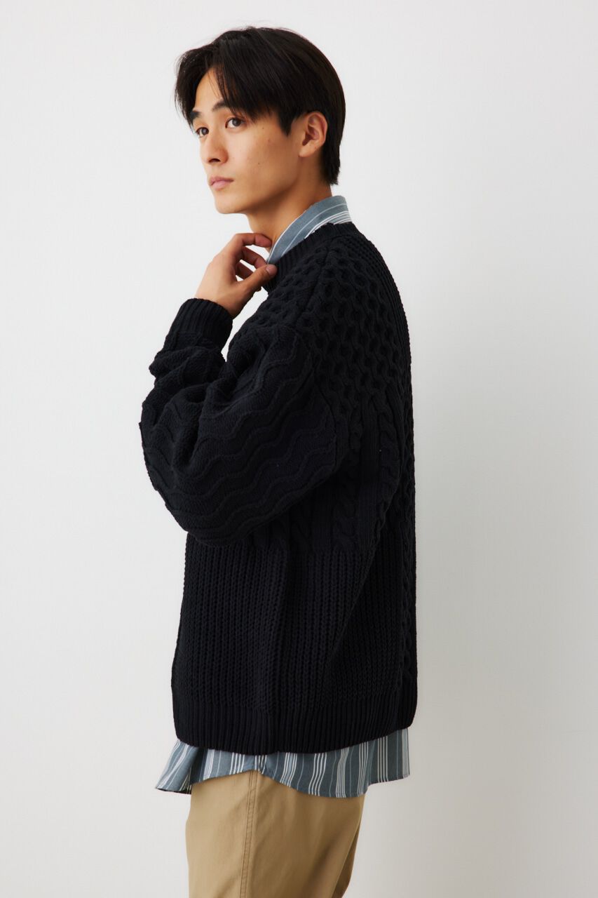 RODEO CROWNS「メンズモールケーブルニットトップス」|ニット・セーター|