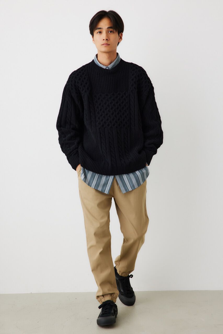 RODEO CROWNS「メンズモールケーブルニットトップス」|ニット・セーター|