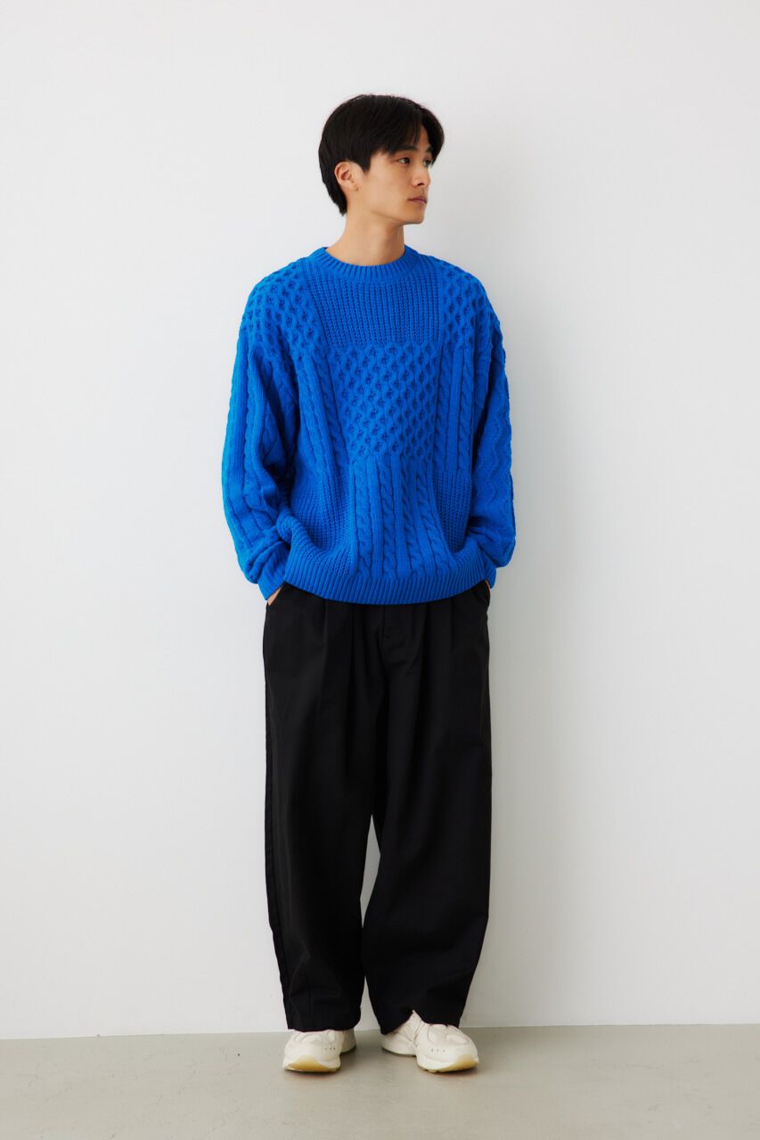 RODEO CROWNS「メンズモールケーブルニットトップス」|ニット・セーター|