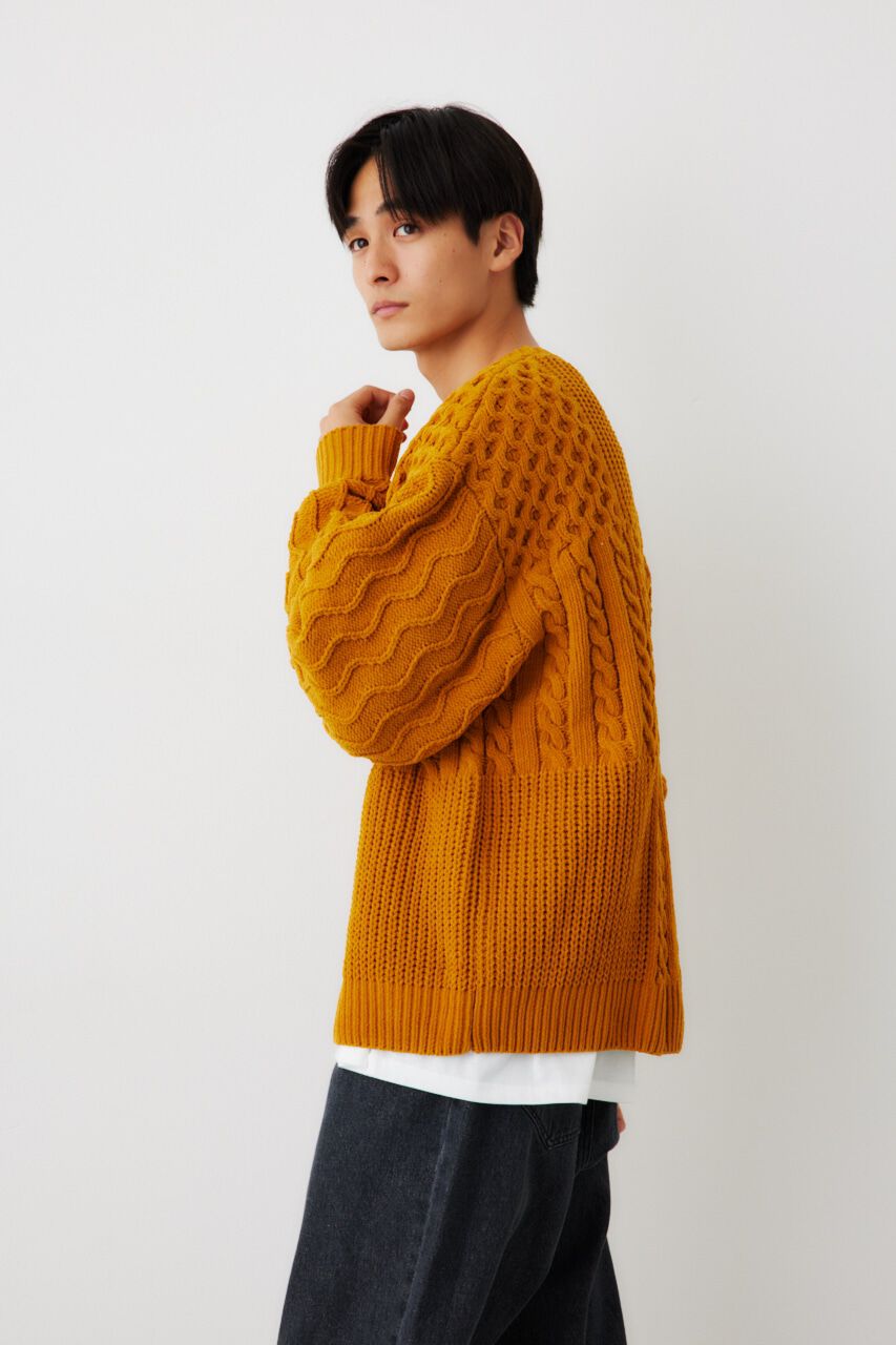 RODEO CROWNS「メンズモールケーブルニットトップス」|ニット・セーター|