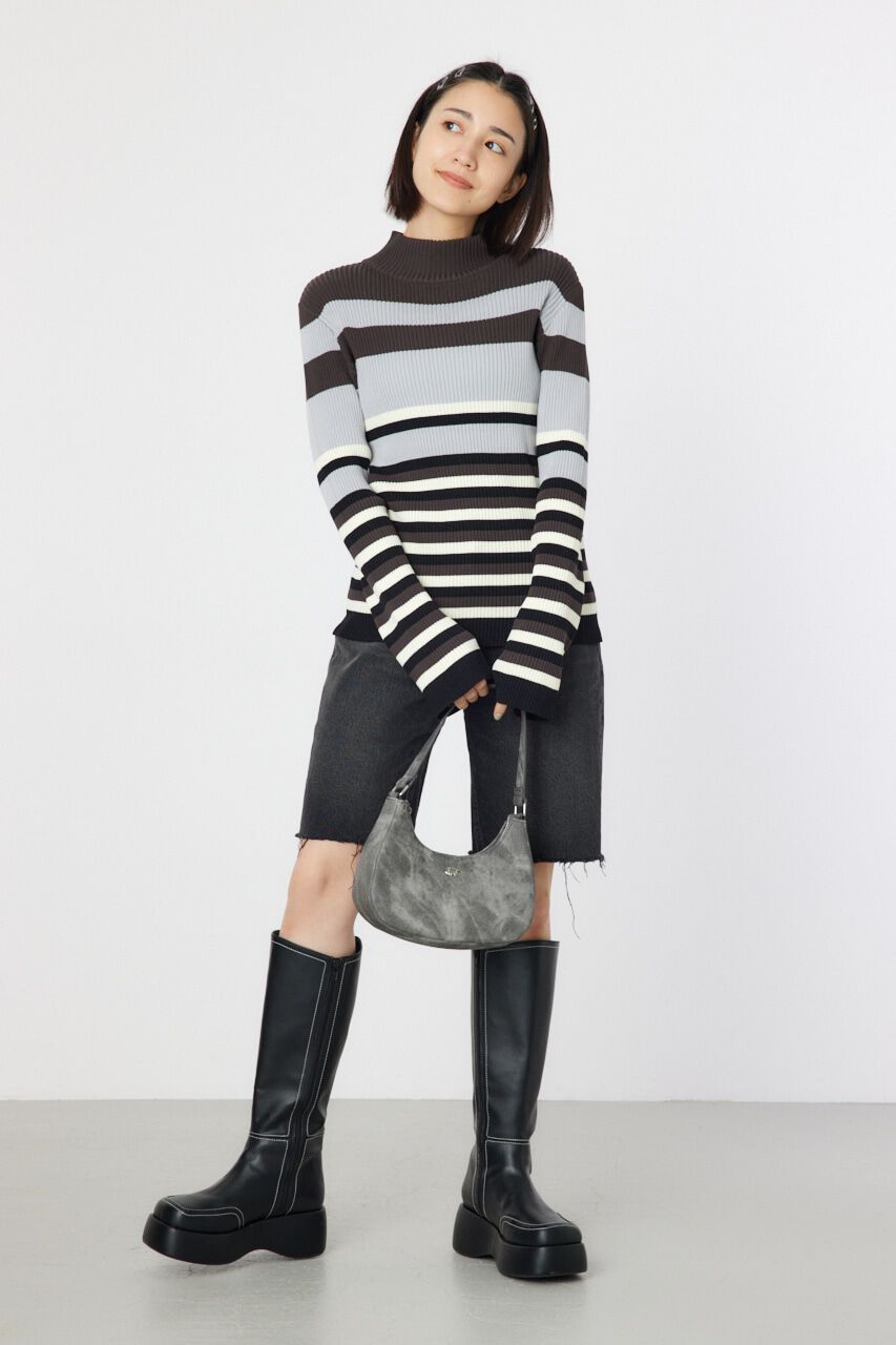 RODEO CROWNS「マルチボーダーハイネックトップス」|ニット・セーター|