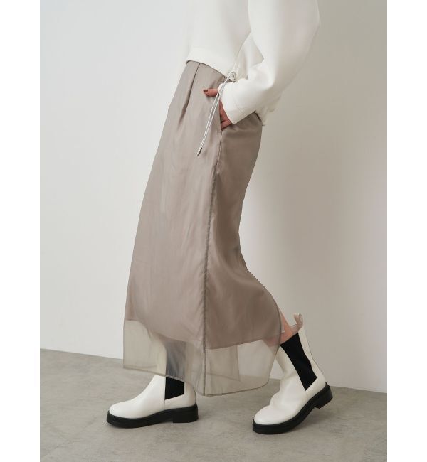 ELENDEEK「SHEER LONG I-LINE SK」|スカート|ベージュ