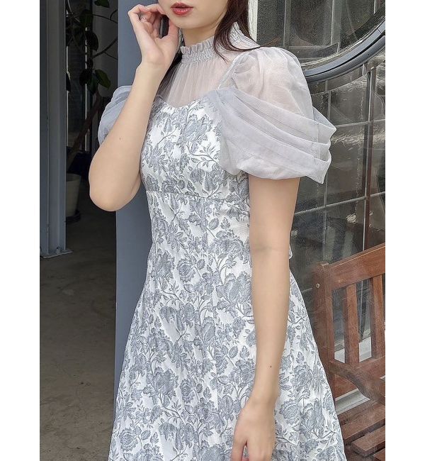 dazzlin「シアーベールジャガードワンピース」|ワンピース|オフホワイト