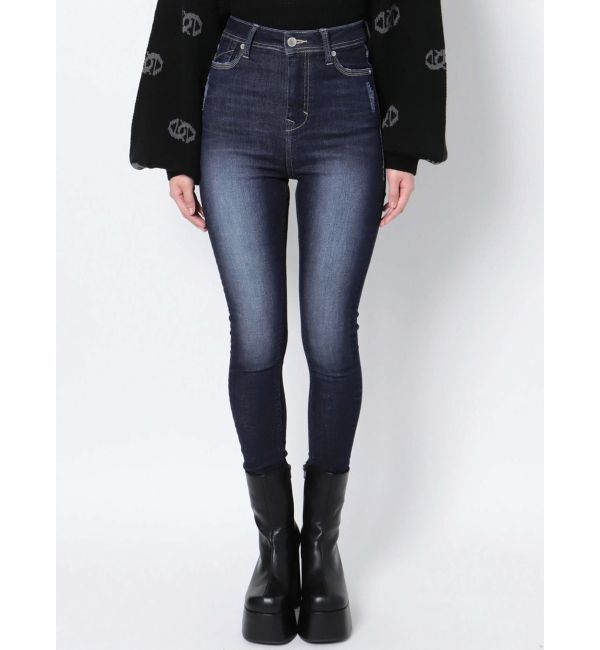 EMODA「セミウォッシュジャストウエストパギンス」|デニム|インディゴ