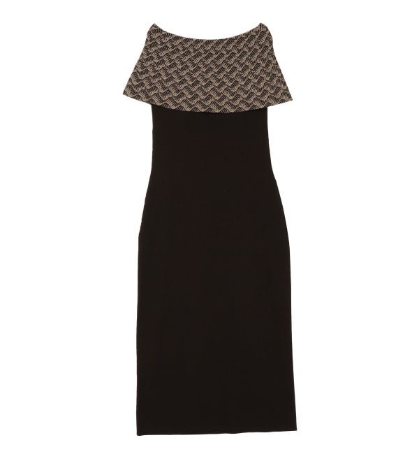 LAGUNAMOON「オプティカルオフショルダーニットワンピース」|ワンピース|ブラック